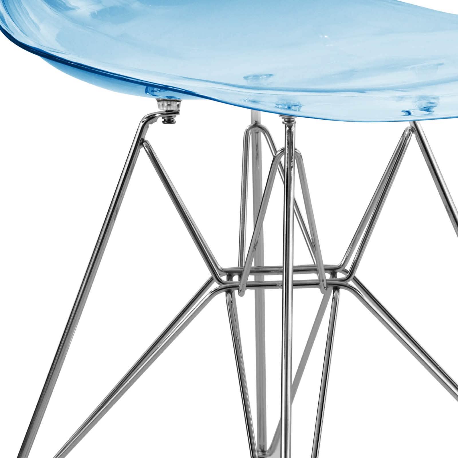 Bristol 5 - Piece Dining Set 35" MDF Round Table with 4 ABS Plastic Side Chair in Chrome