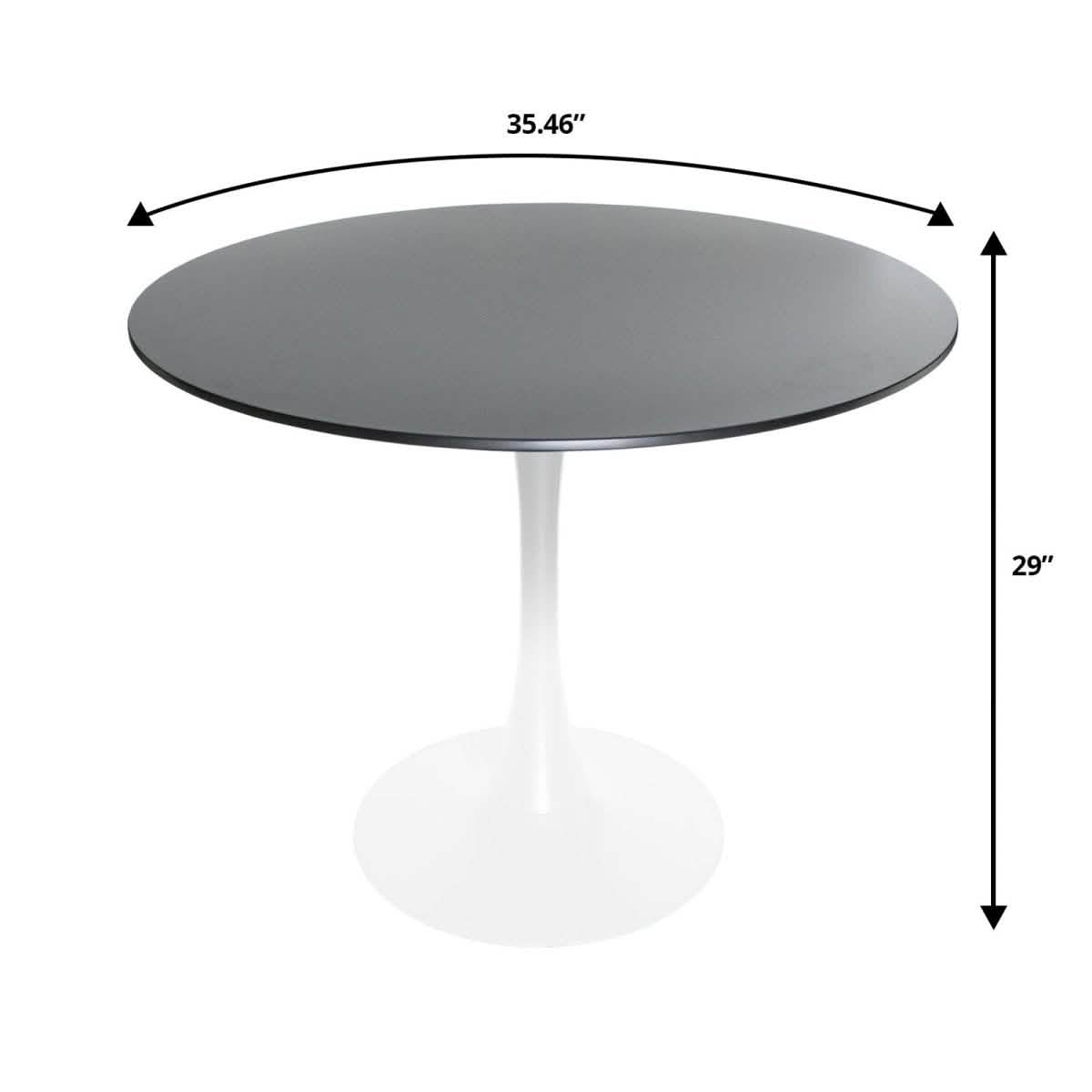 Bristol 5 - Piece Dining Set 35" MDF Round Table with 4 ABS Plastic Side Chair in Chrome