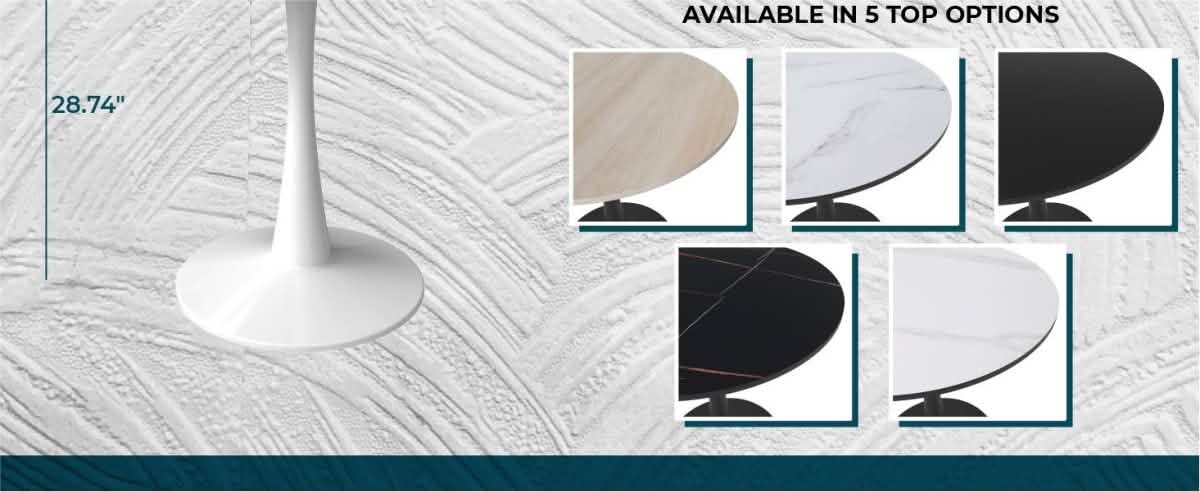 Bristol 5 - Piece Dining Set 35" MDF Round Table with 4 ABS Plastic Side Chair in Chrome