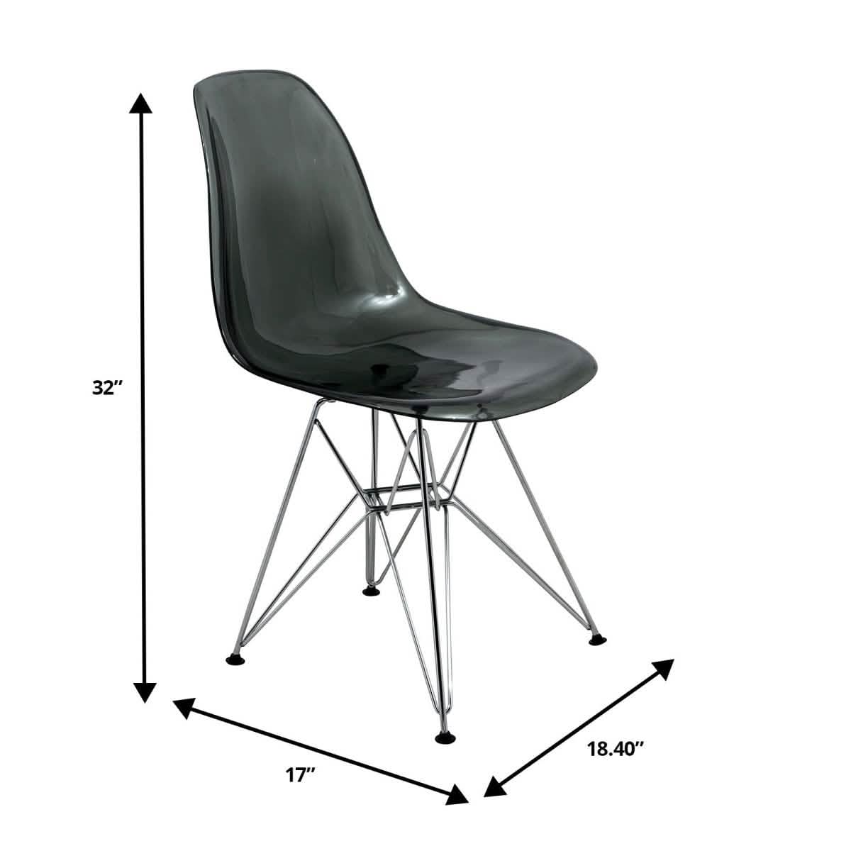 Bristol 5 - Piece Dining Set 35" MDF Round Table with 4 ABS Plastic Side Chair in Chrome