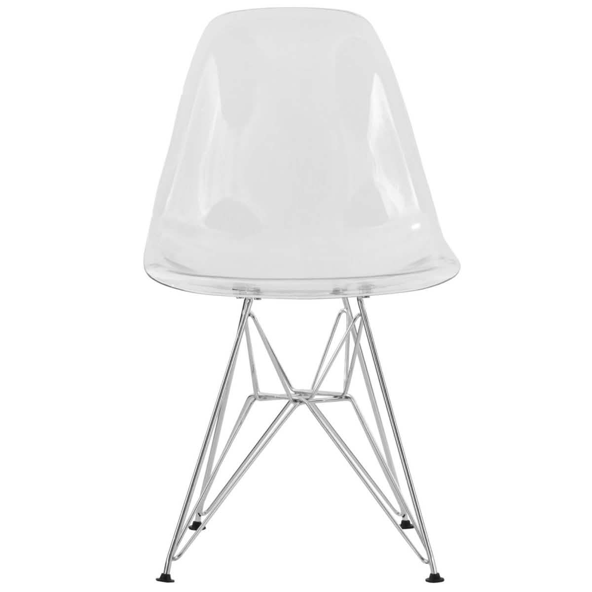 Bristol 5 - Piece Dining Set 35" MDF Round Table with 4 ABS Plastic Side Chair in Chrome