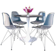Bristol 5 - Piece Dining Set 35" MDF Round Table with 4 ABS Plastic Side Chair in Chrome