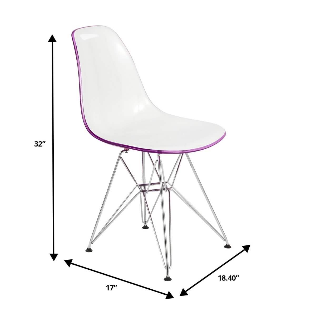 Bristol 5 - Piece Dining Set 35" MDF Round Table with 4 ABS Plastic Side Chair in Chrome