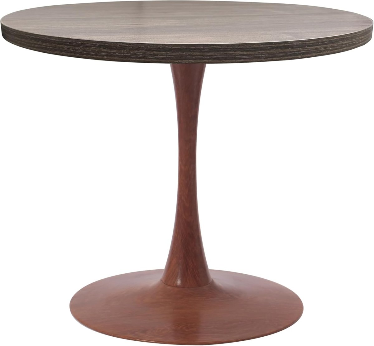 Bristol Round Dining Table With MDF Wood/Sintered Stone Tabletop with Cherry Finish Pedestal Base