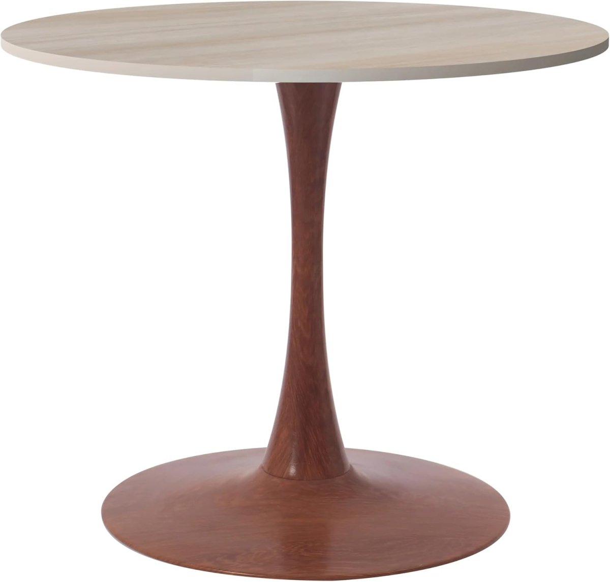 Bristol Round Dining Table With MDF Wood/Sintered Stone Tabletop with Cherry Finish Pedestal Base