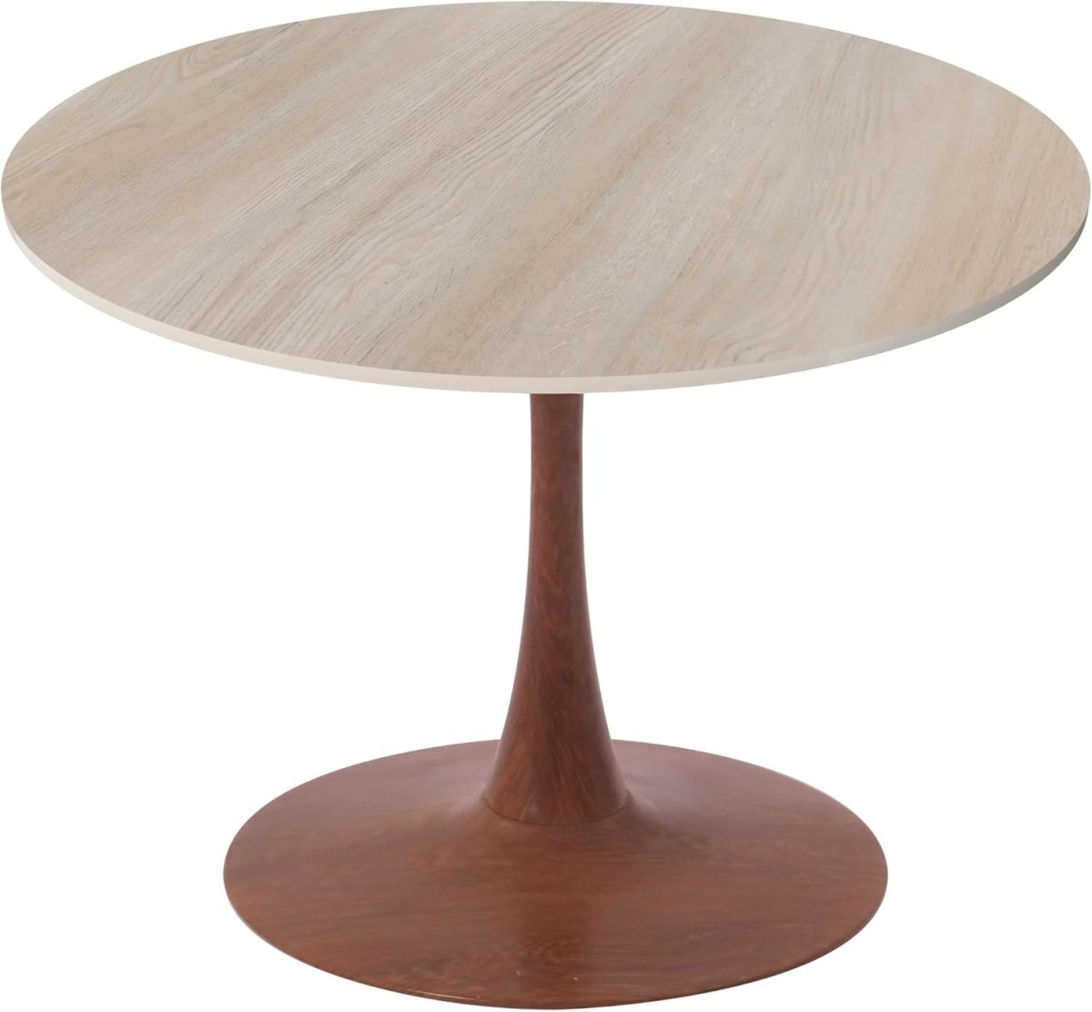 Bristol Round Dining Table With MDF Wood/Sintered Stone Tabletop with Cherry Finish Pedestal Base