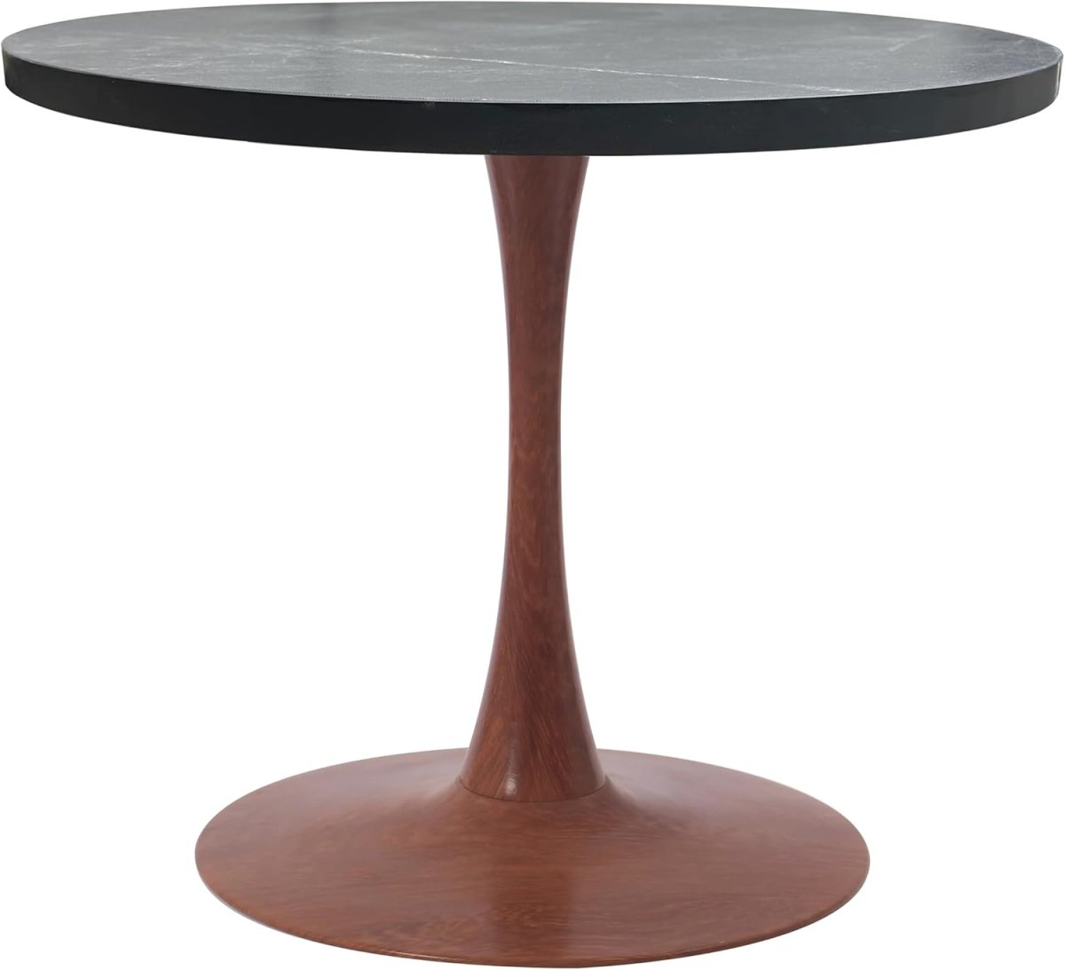 Bristol Round Dining Table With MDF Wood/Sintered Stone Tabletop with Cherry Finish Pedestal Base