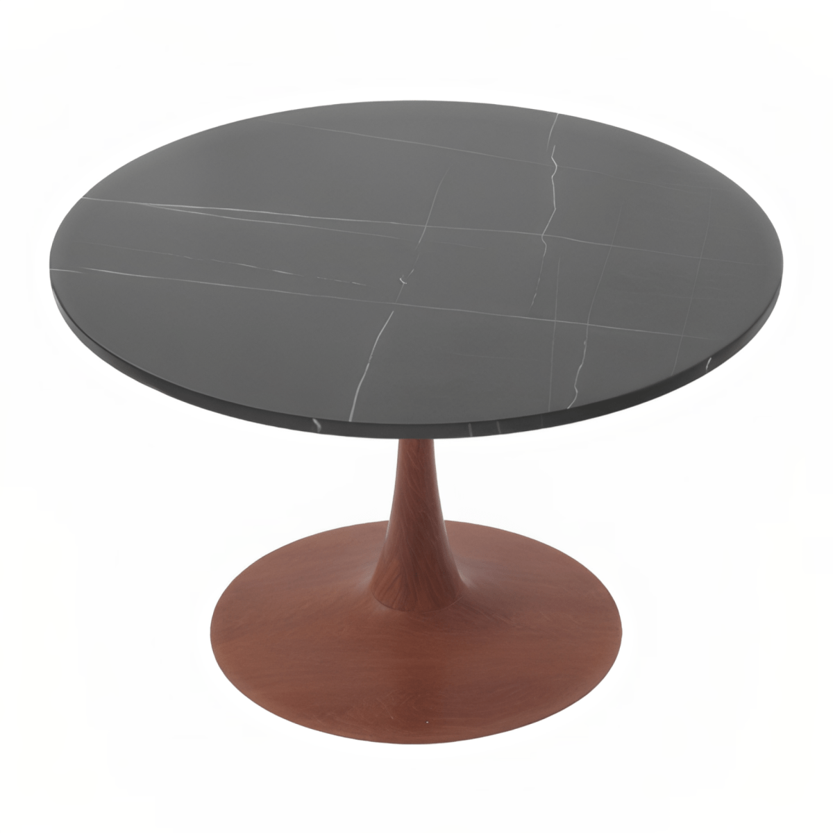 Bristol Round Dining Table With MDF Wood/Sintered Stone Tabletop with Cherry Finish Pedestal Base