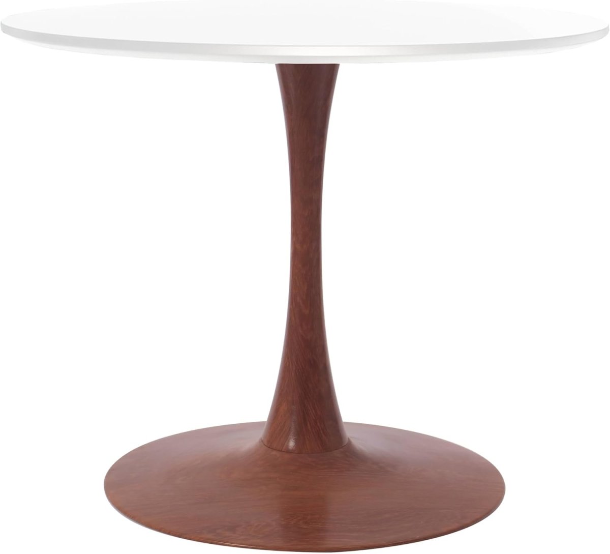 Bristol Round Dining Table With MDF Wood/Sintered Stone Tabletop with Cherry Finish Pedestal Base
