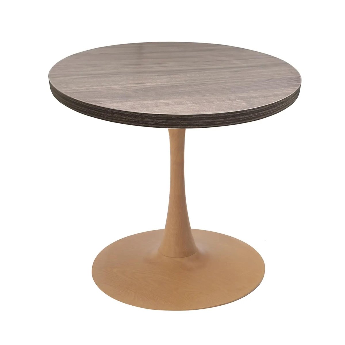 Bristol Round Dining Table With MDF Wood/Sintered Stone Tabletop with Natural Wood Finish Pedestal Base