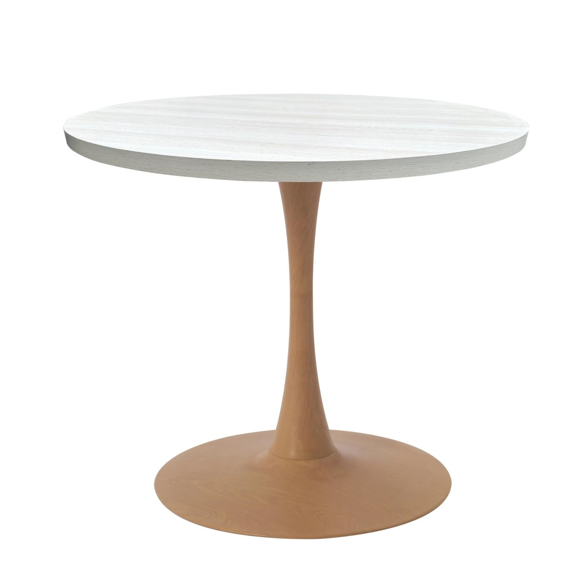 Bristol Round Dining Table With MDF Wood/Sintered Stone Tabletop with Natural Wood Finish Pedestal Base