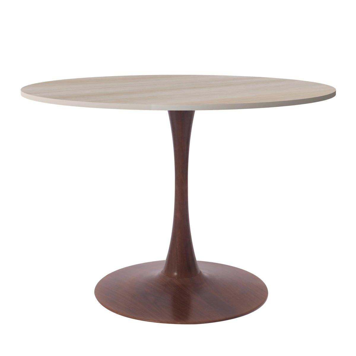 Bristol Round Dining Table With MDF Wood/Sintered Stone Tabletop with Walnut Finish Pedestal Base