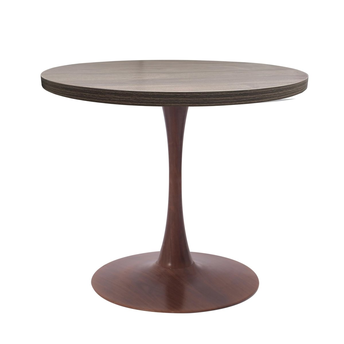 Bristol Round Dining Table With MDF Wood/Sintered Stone Tabletop with Walnut Finish Pedestal Base