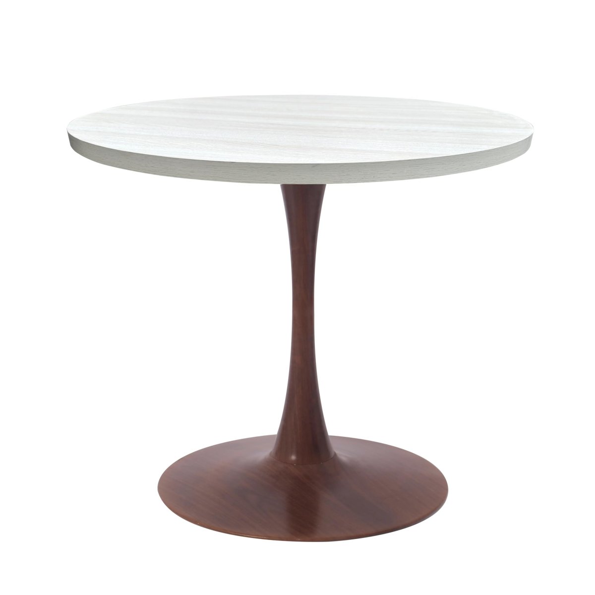 Bristol Round Dining Table With MDF Wood/Sintered Stone Tabletop with Walnut Finish Pedestal Base