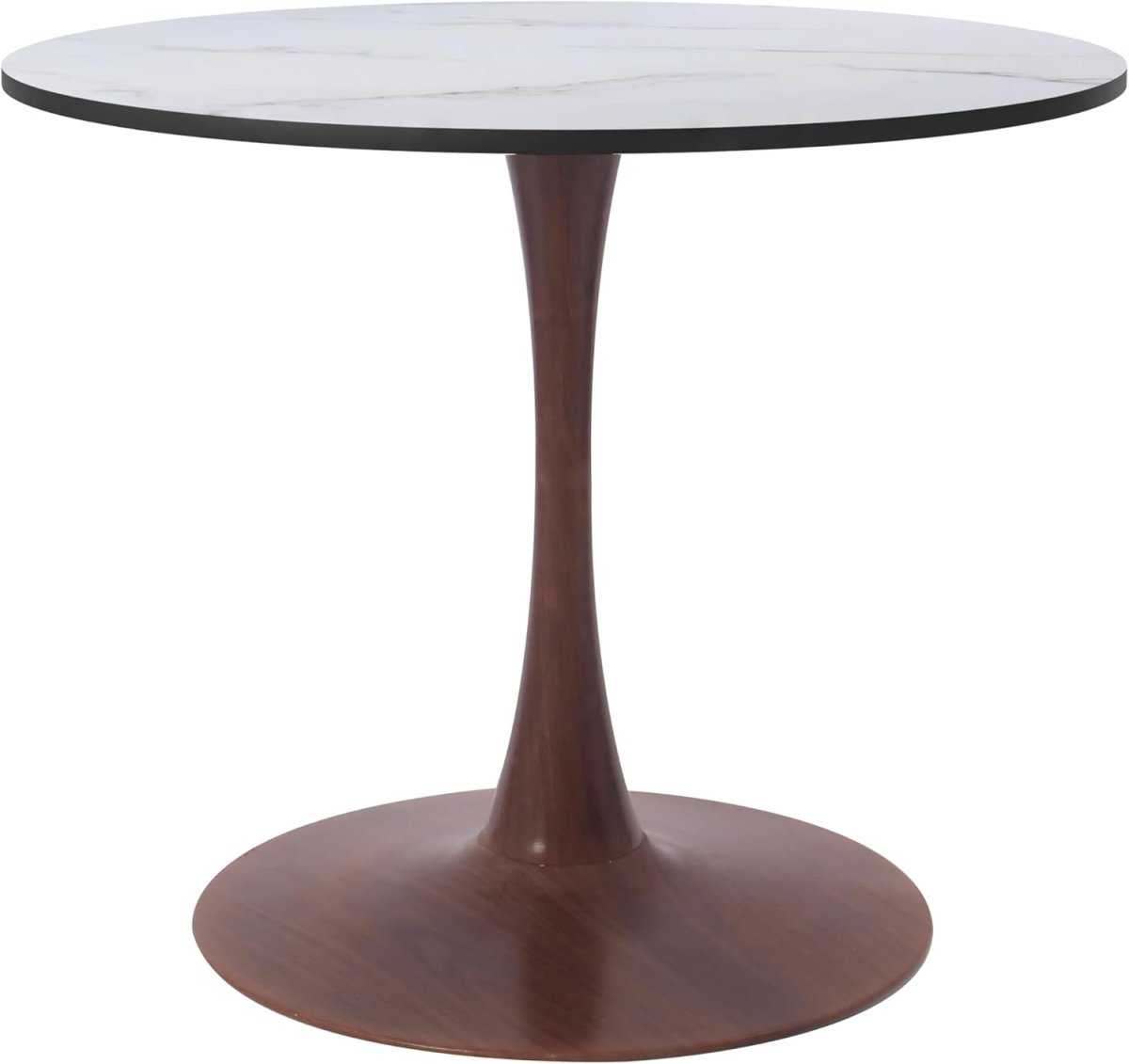 Bristol Round Dining Table With MDF Wood/Sintered Stone Tabletop with Walnut Finish Pedestal Base