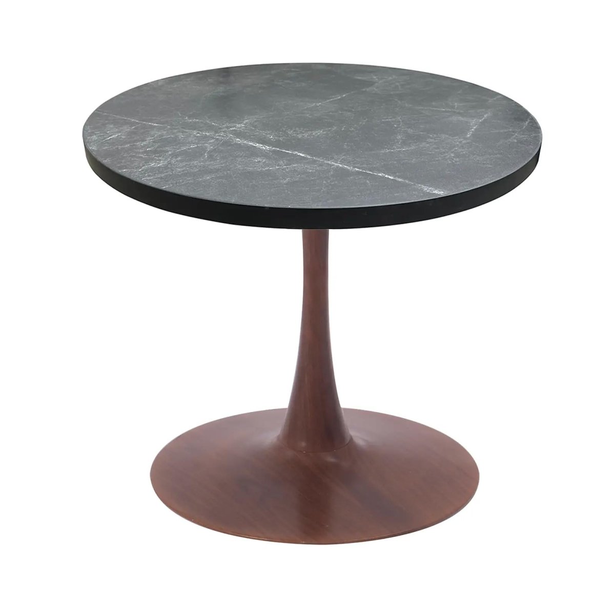 Bristol Round Dining Table With MDF Wood/Sintered Stone Tabletop with Walnut Finish Pedestal Base