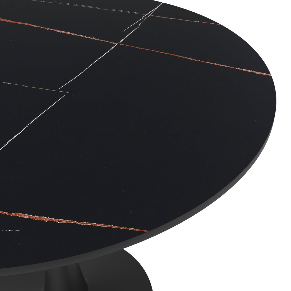 Bristol Round Dining Table with MDF/Sintered Stone/Glass Tabletop in Black Steel Base