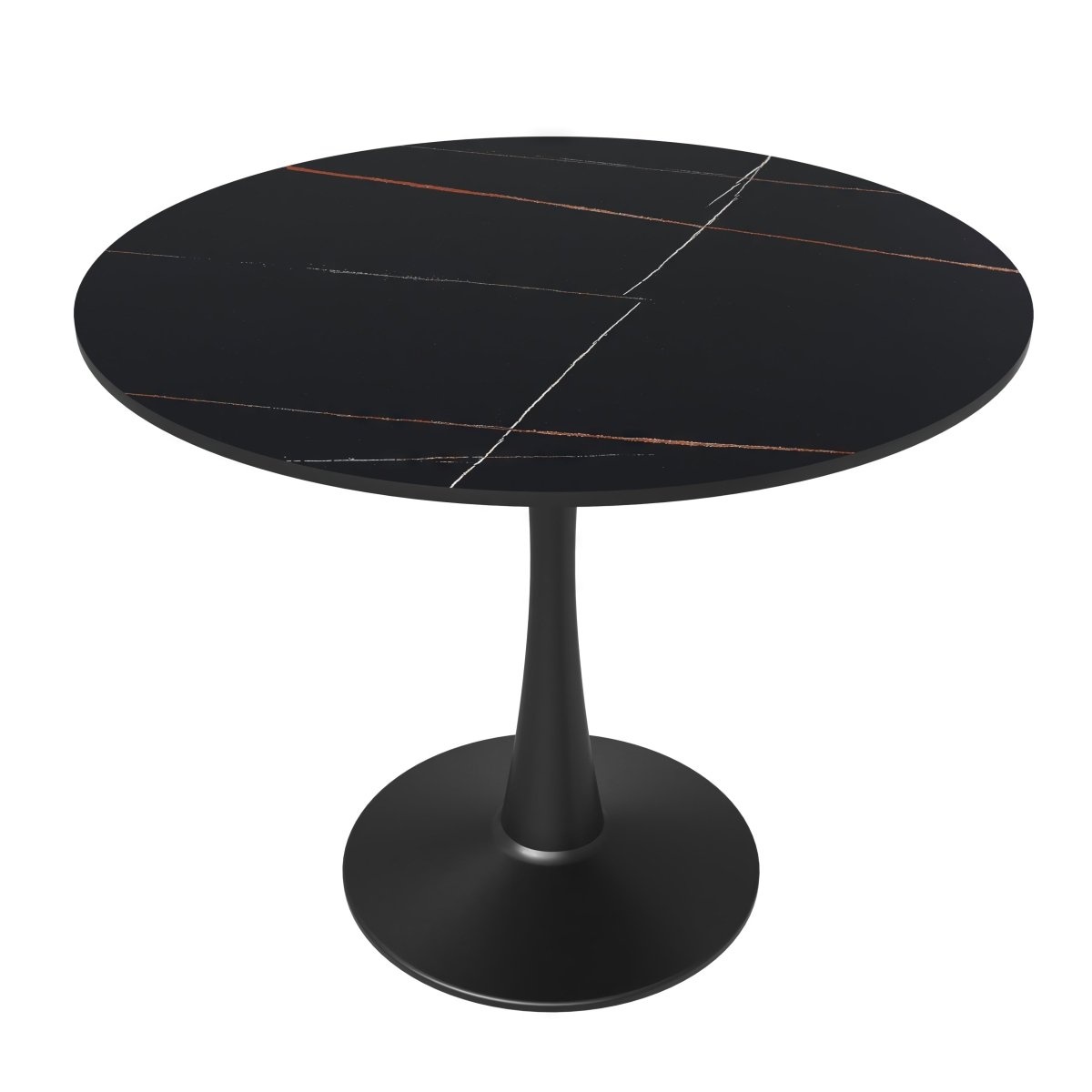 Bristol Round Dining Table with MDF/Sintered Stone/Glass Tabletop in Black Steel Base