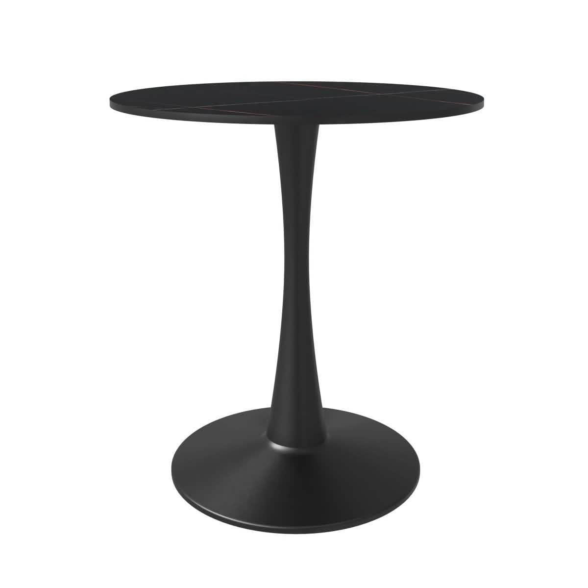 Bristol Round Dining Table with MDF/Sintered Stone/Glass Tabletop in Black Steel Base