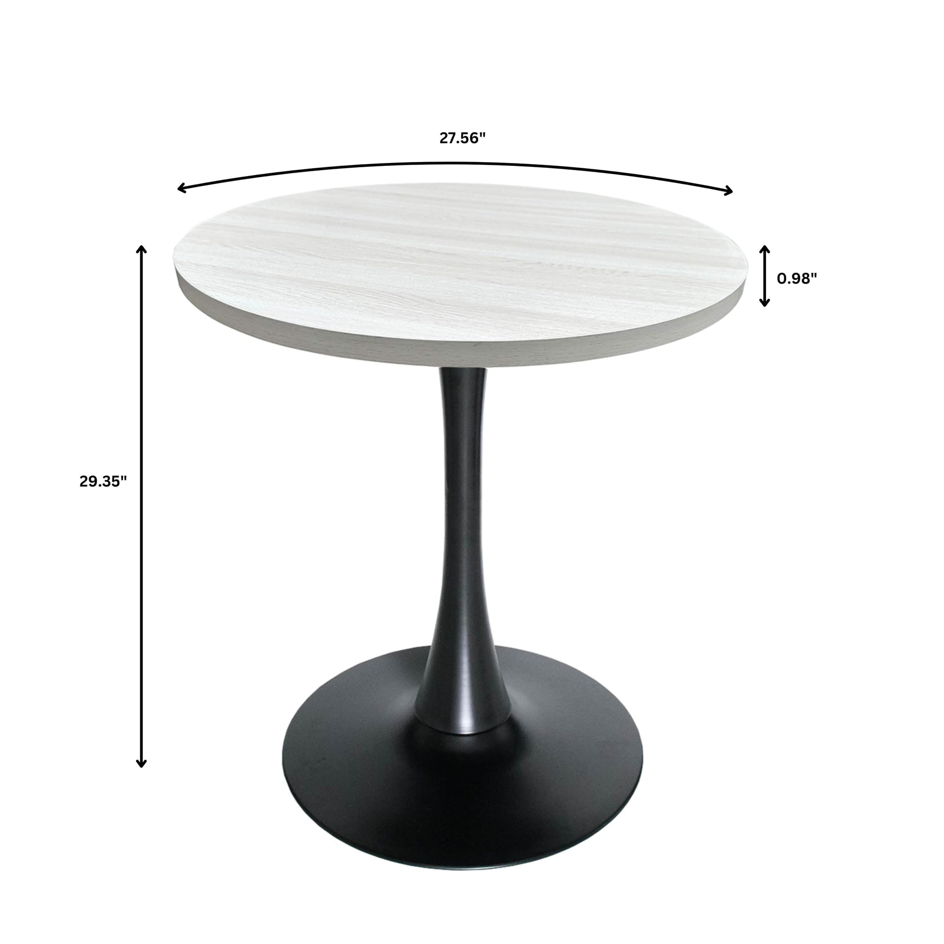 Bristol Round Dining Table with MDF/Sintered Stone/Glass Tabletop in Black Steel Base