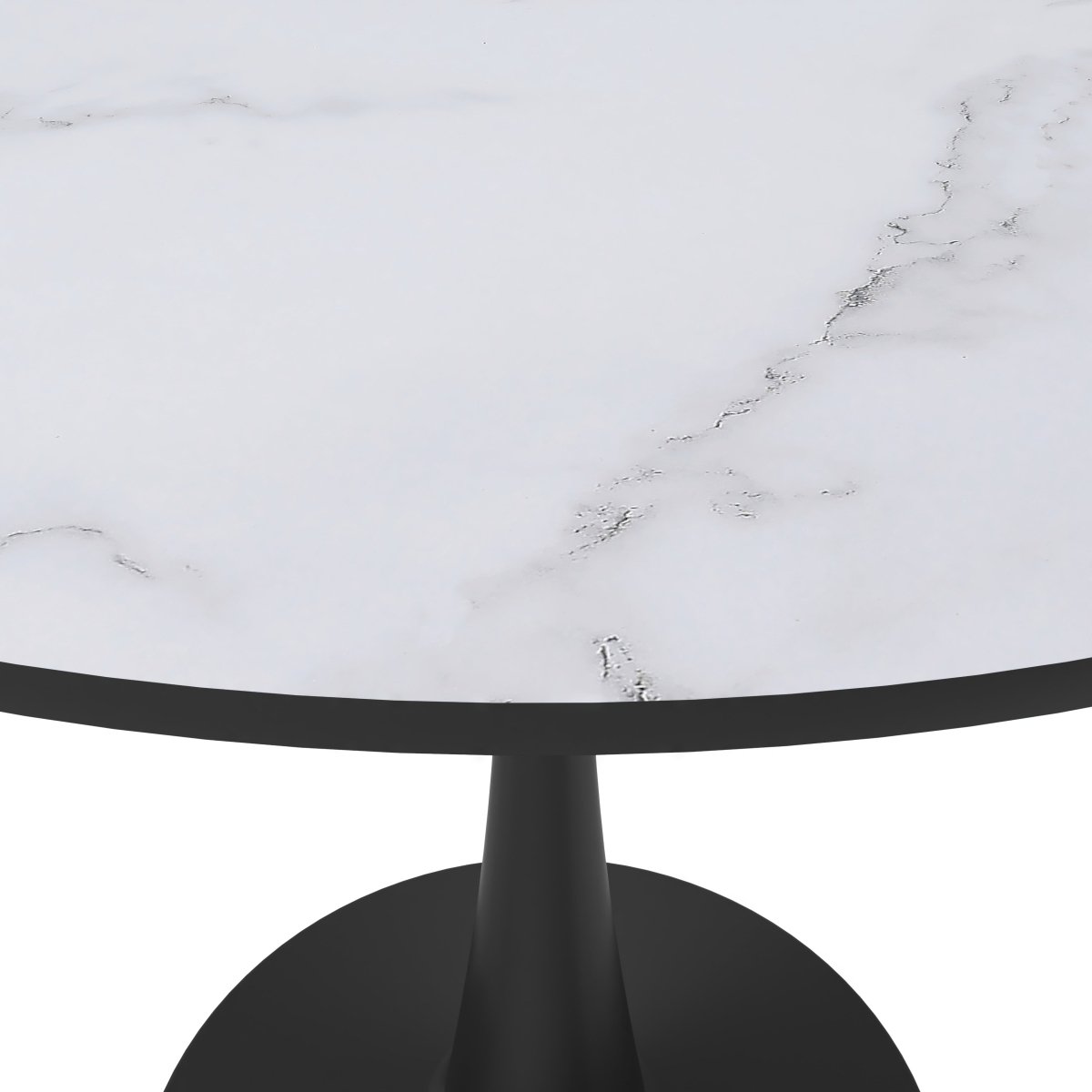 Bristol Round Dining Table with MDF/Sintered Stone/Glass Tabletop in Black Steel Base