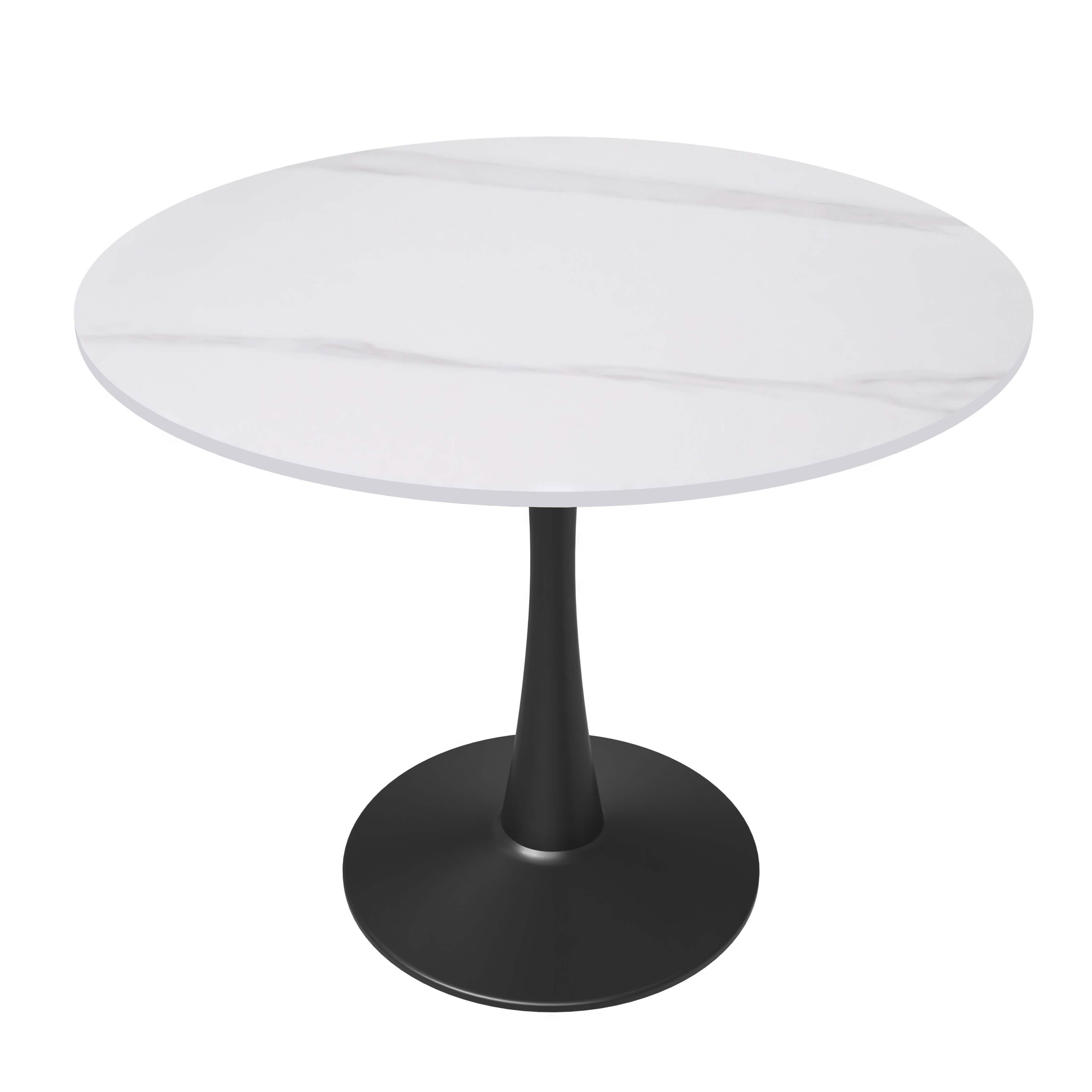 Bristol Round Dining Table with MDF/Sintered Stone/Glass Tabletop in Black Steel Base