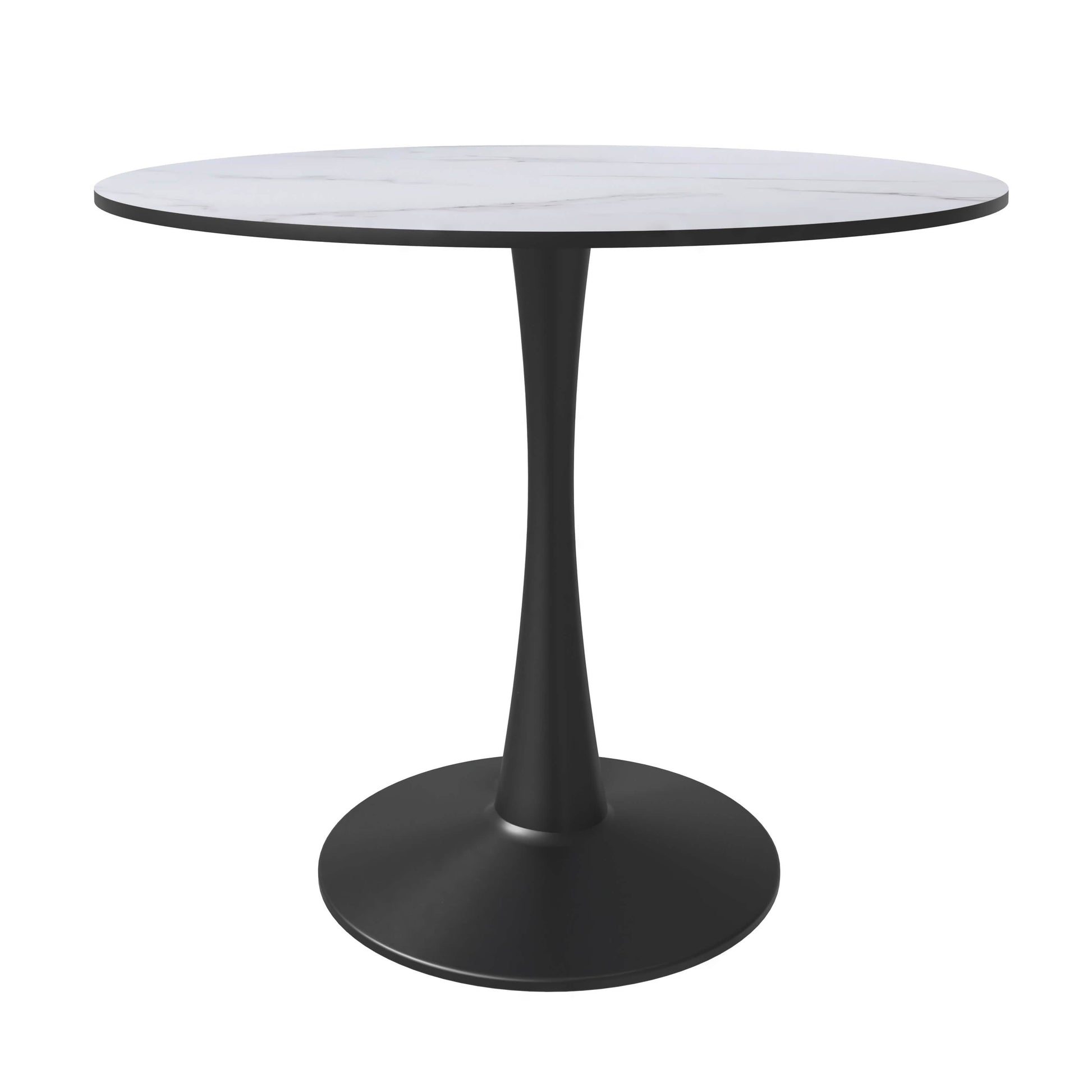 Bristol Round Dining Table with MDF/Sintered Stone/Glass Tabletop in Black Steel Base