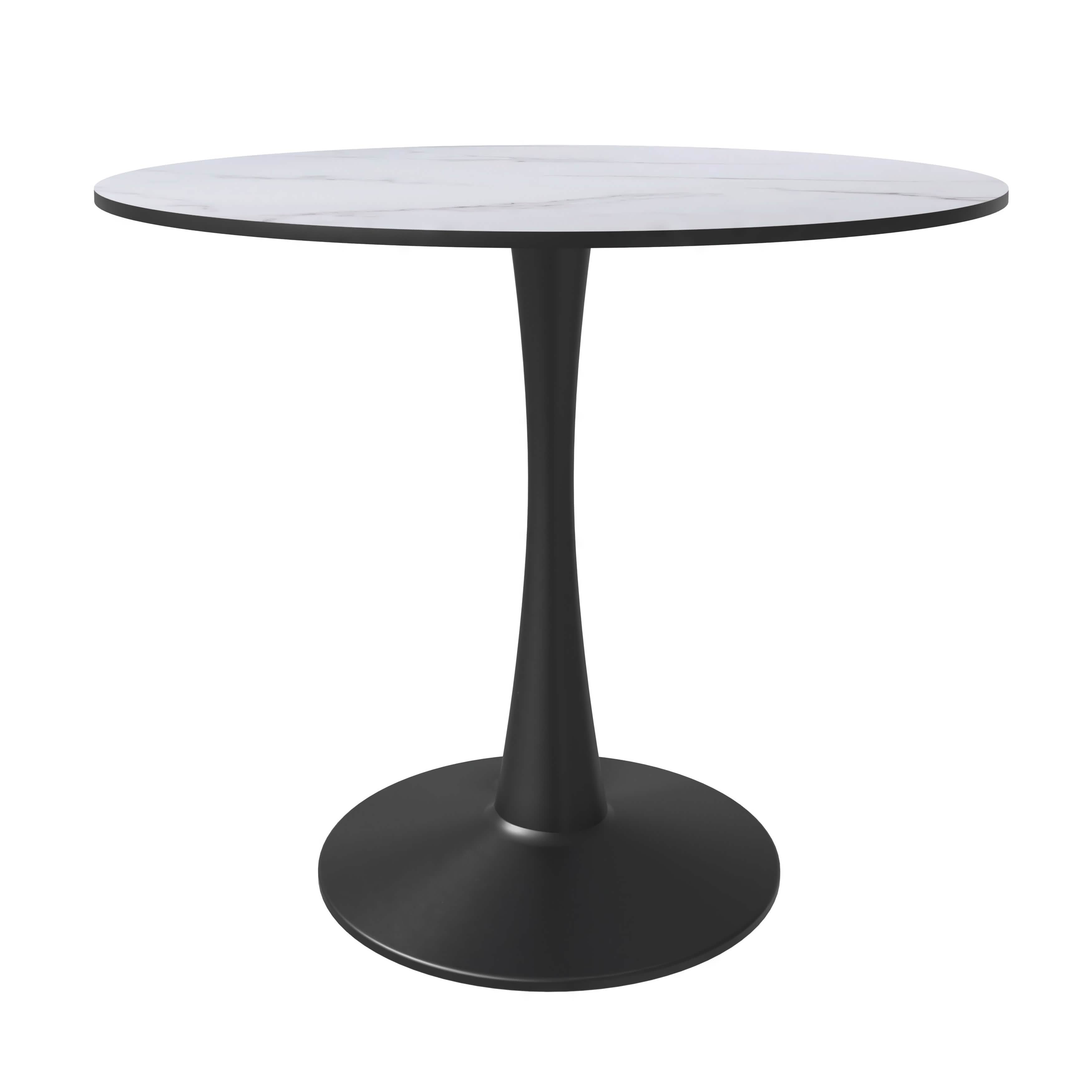 Bristol Round Dining Table with MDF/Sintered Stone/Glass Tabletop in Black Steel Base