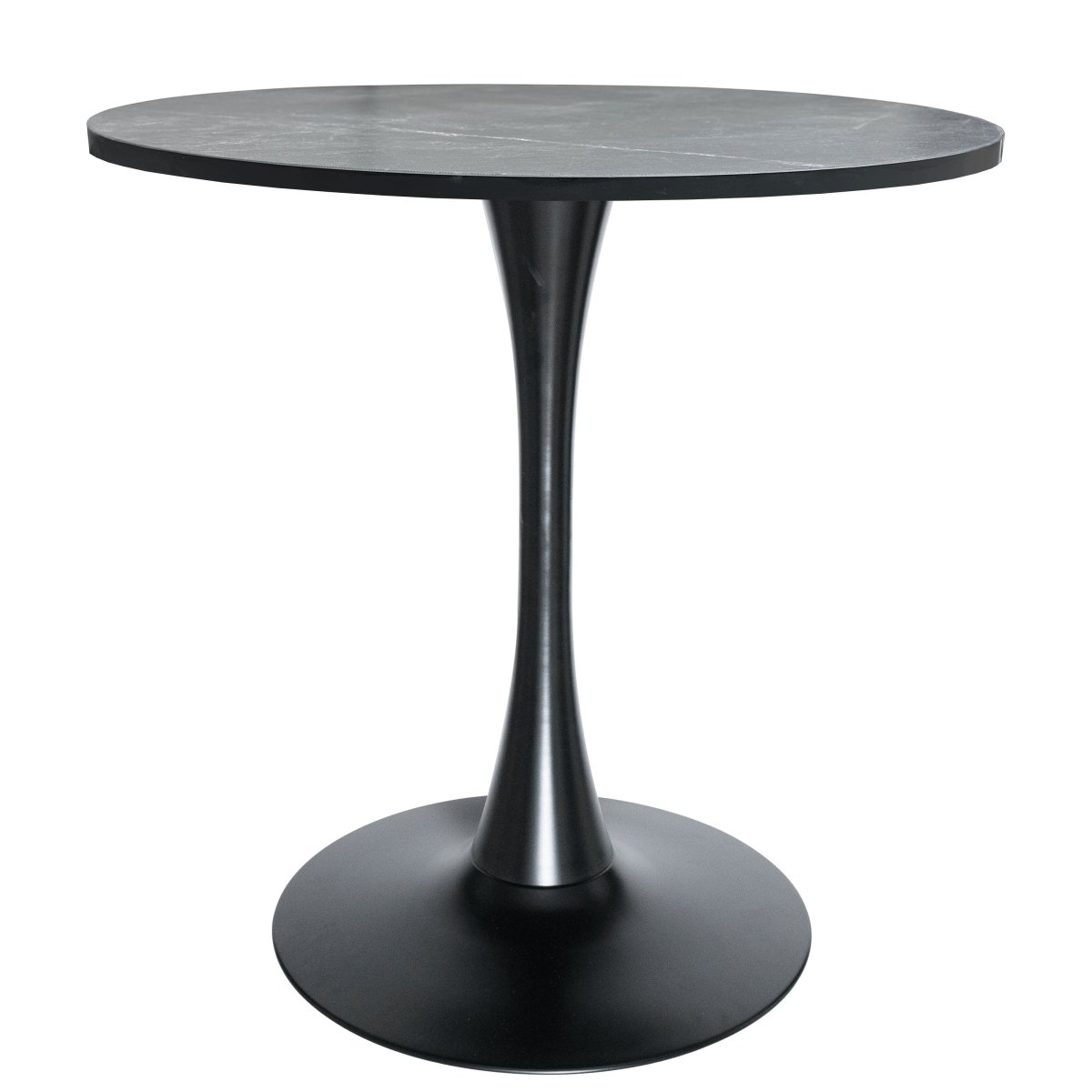 Bristol Round Dining Table with MDF/Sintered Stone/Glass Tabletop in Black Steel Base
