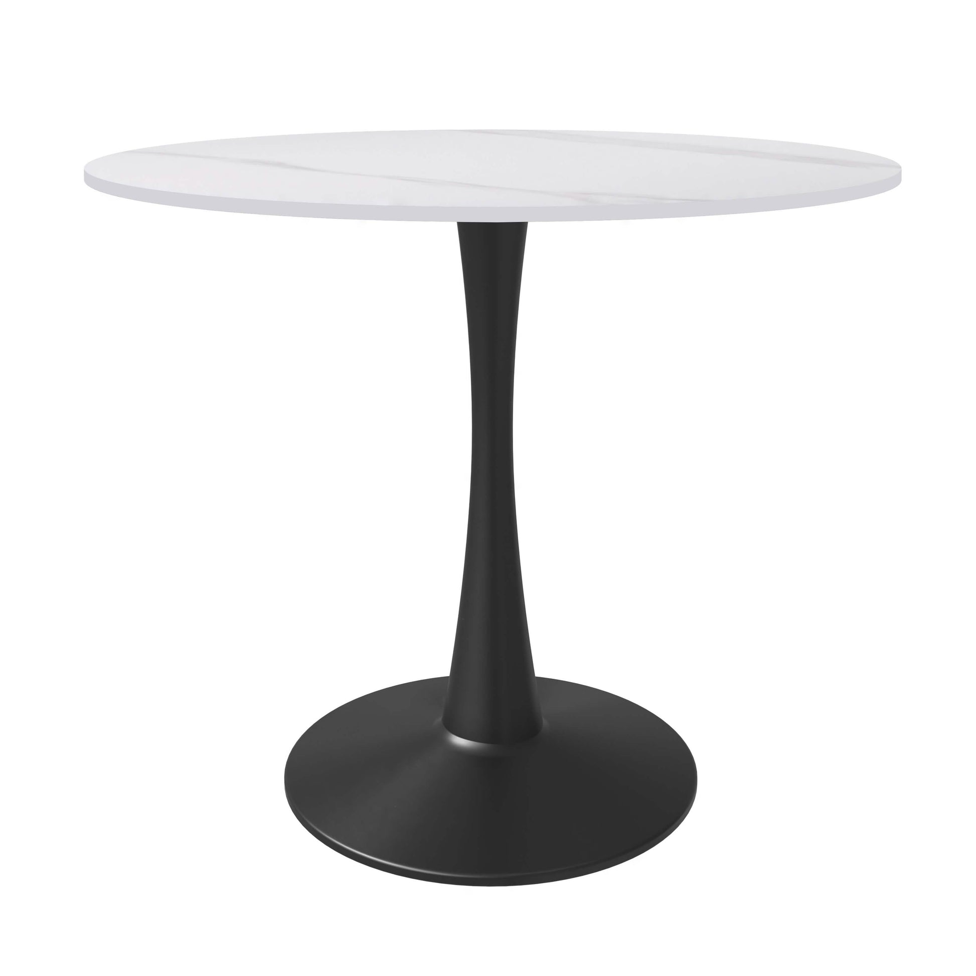 Bristol Round Dining Table with MDF/Sintered Stone/Glass Tabletop in Black Steel Base