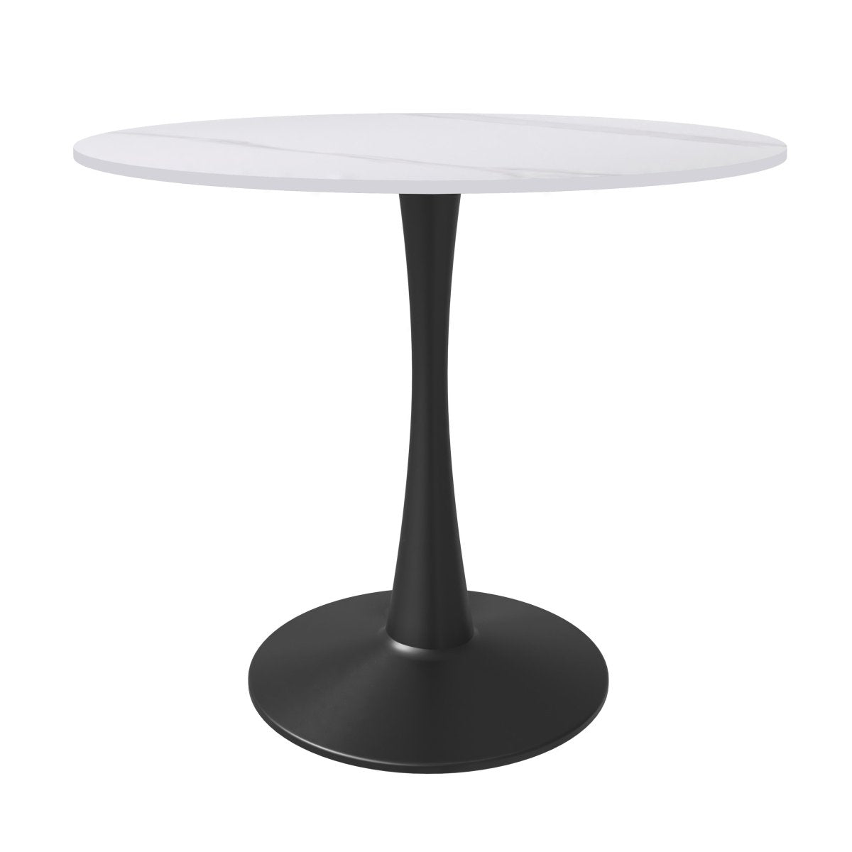 Bristol Round Dining Table with MDF/Sintered Stone/Glass Tabletop in Black Steel Base