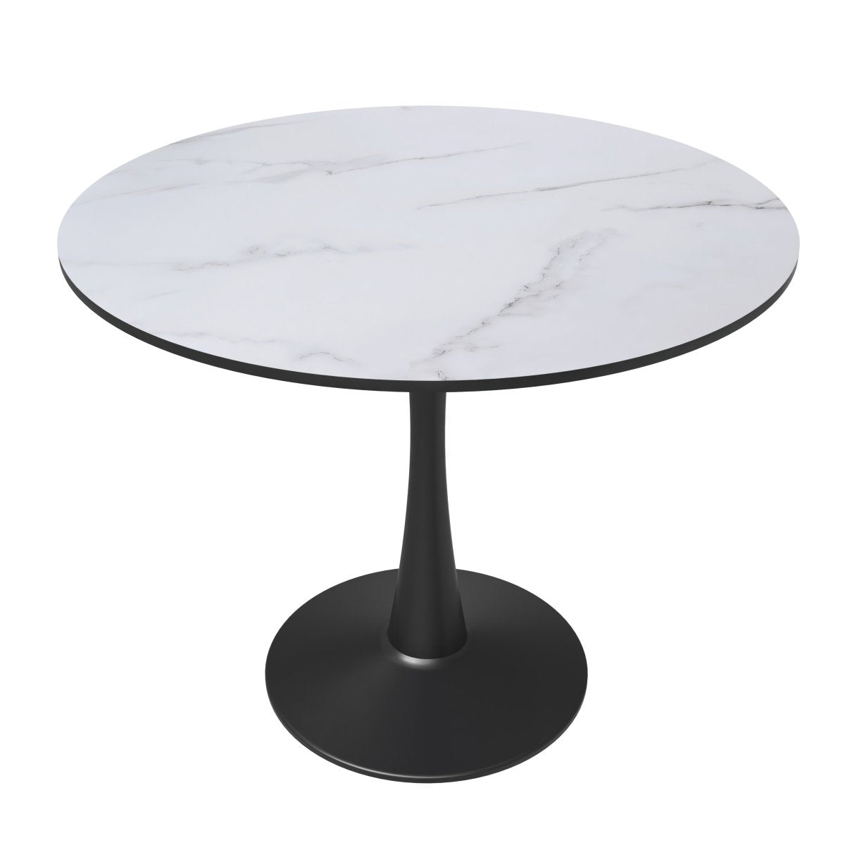Bristol Round Dining Table with MDF/Sintered Stone/Glass Tabletop in Black Steel Base