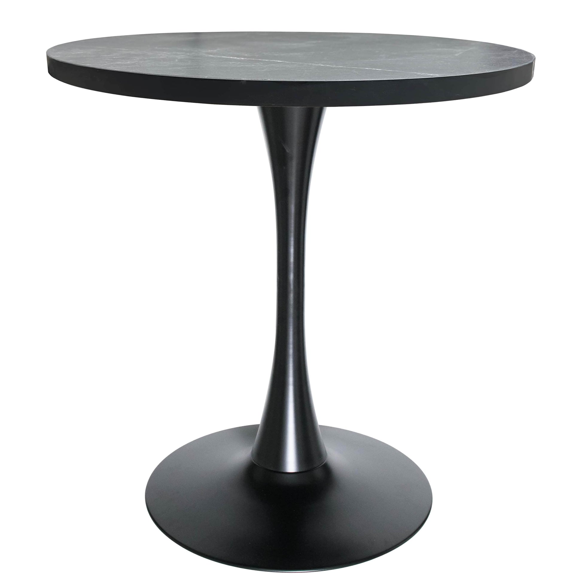 Bristol Round Dining Table with MDF/Sintered Stone/Glass Tabletop in Black Steel Base