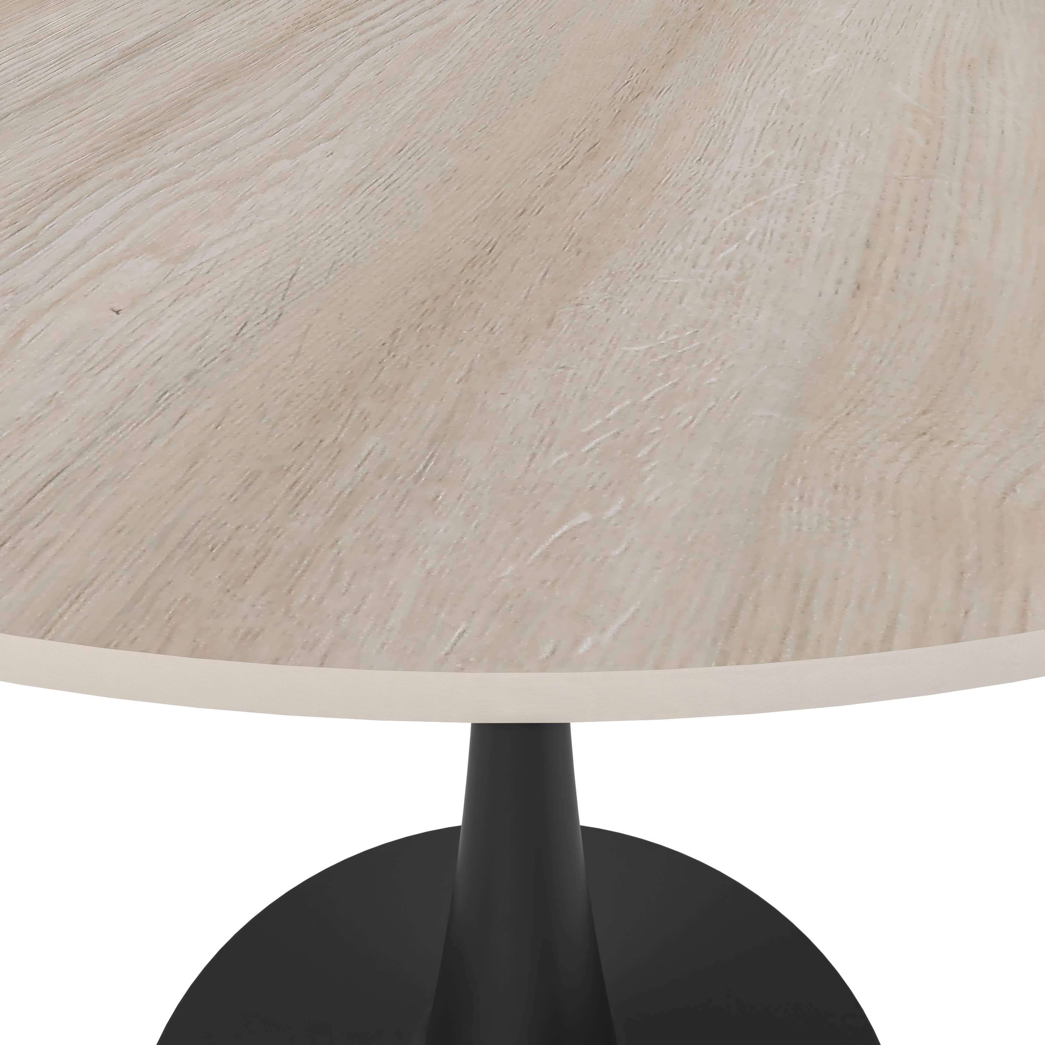 Bristol Round Dining Table with MDF/Sintered Stone/Glass Tabletop in Black Steel Base