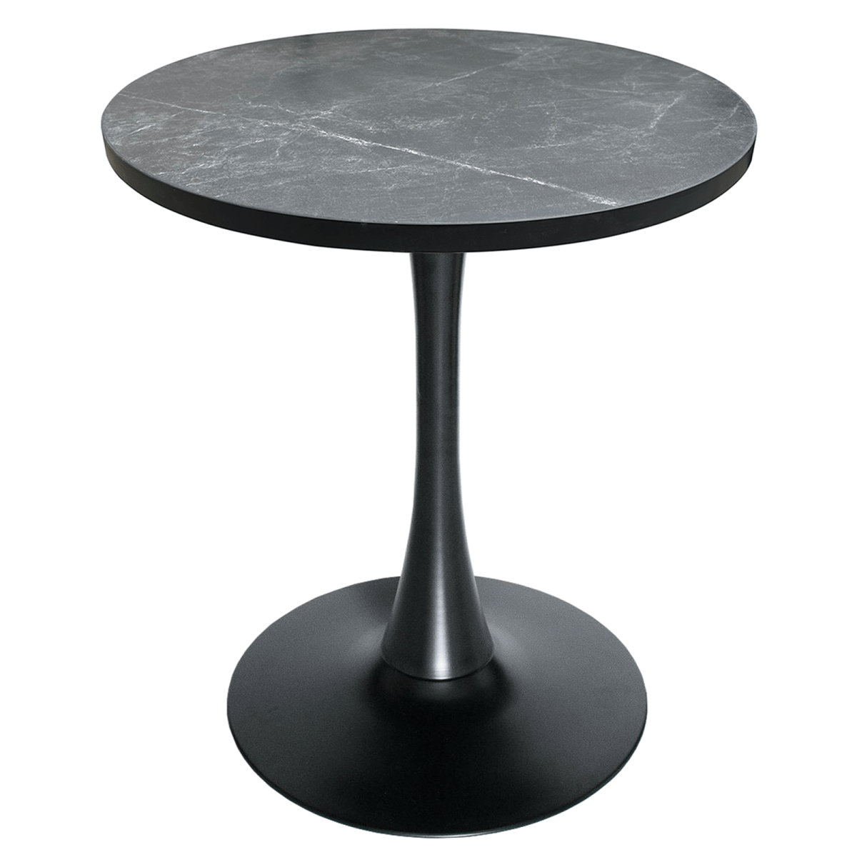 Bristol Round Dining Table with MDF/Sintered Stone/Glass Tabletop in Black Steel Base