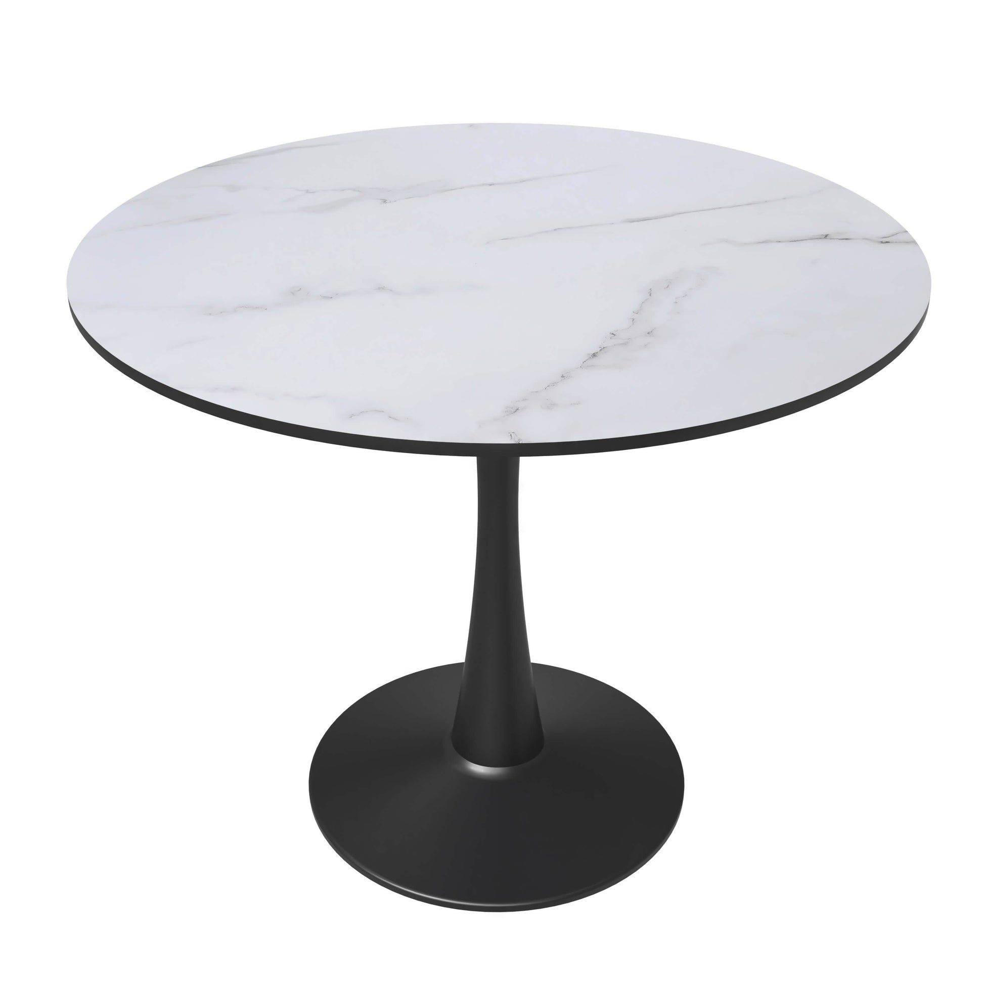 Bristol Round Dining Table with MDF/Sintered Stone/Glass Tabletop in Black Steel Base