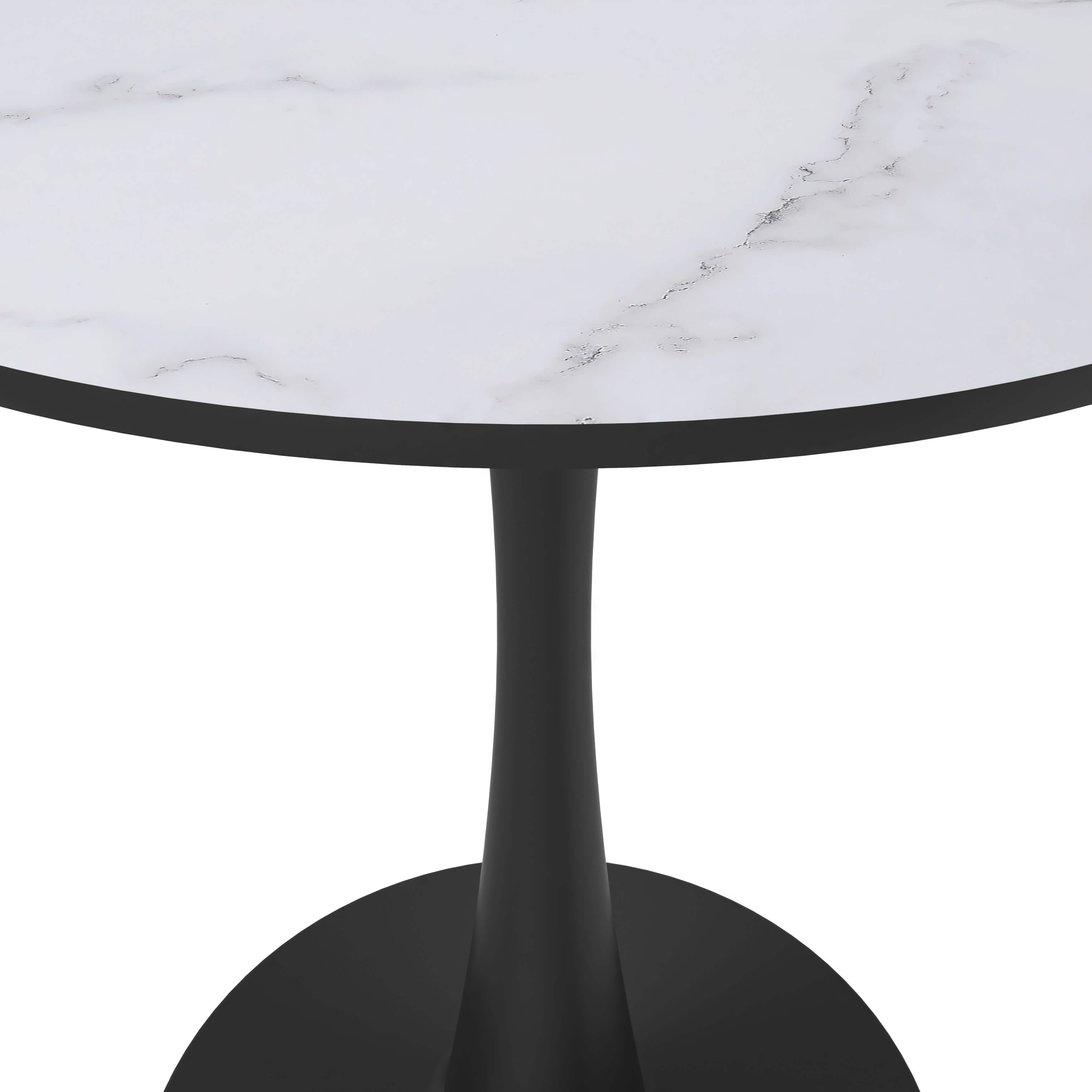 Bristol Round Dining Table with MDF/Sintered Stone/Glass Tabletop in Black Steel Base