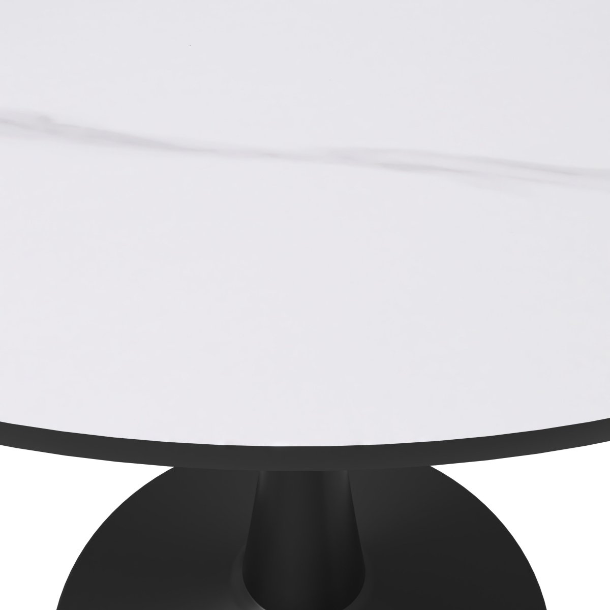 Bristol Round Dining Table with MDF/Sintered Stone/Glass Tabletop in Black Steel Base