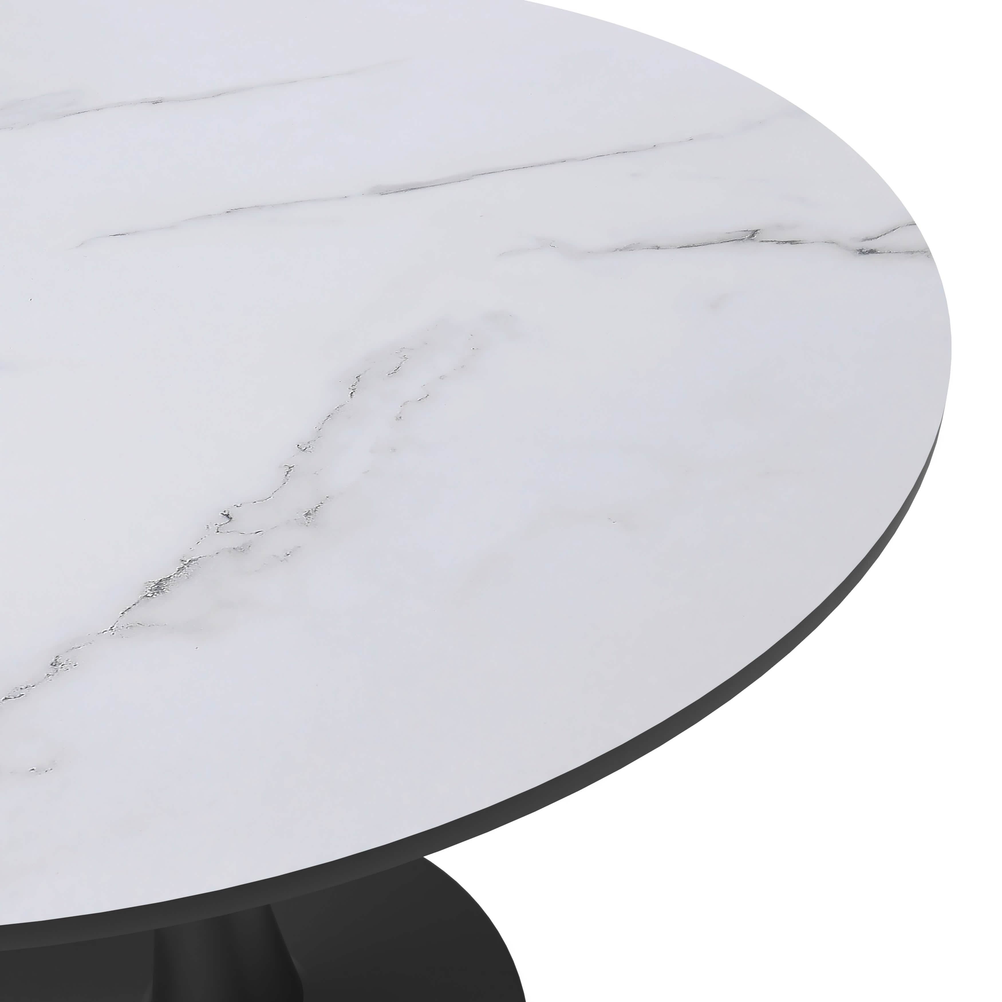 Bristol Round Dining Table with MDF/Sintered Stone/Glass Tabletop in Black Steel Base