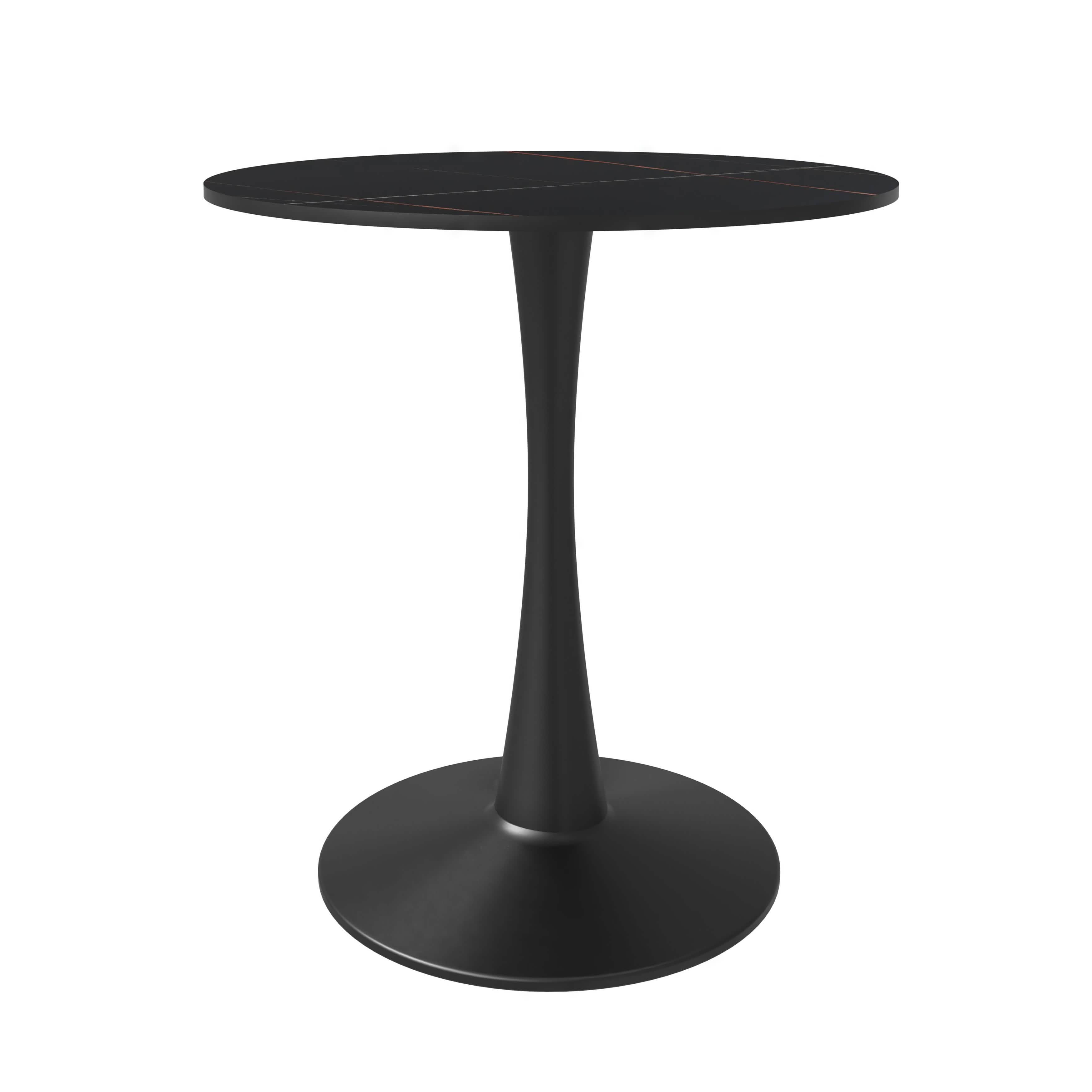 Bristol Round Dining Table with MDF/Sintered Stone/Glass Tabletop in Black Steel Base