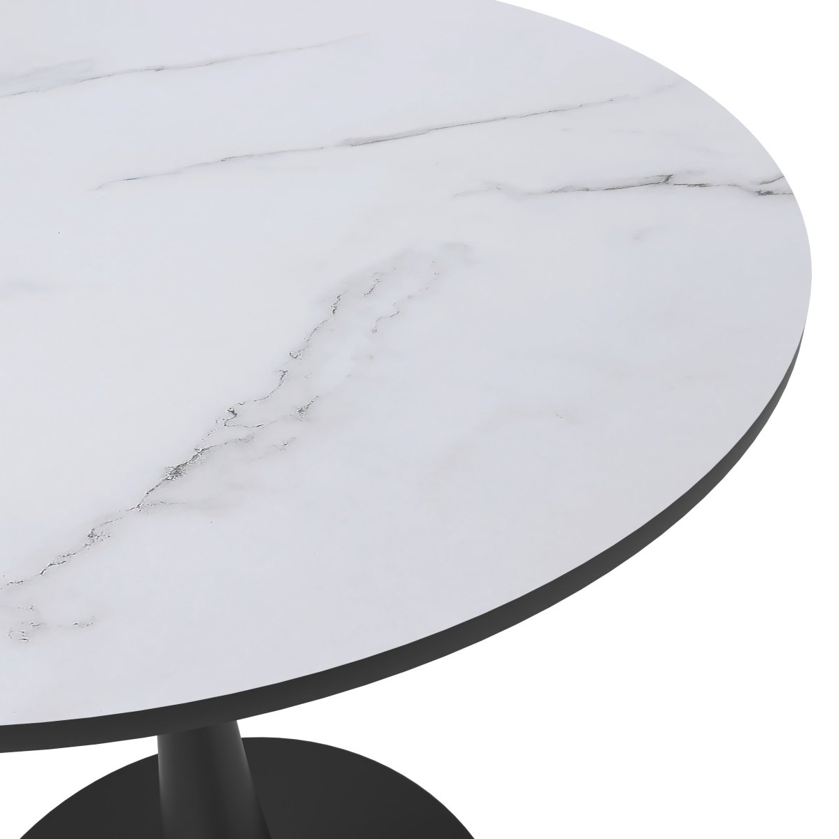 Bristol Round Dining Table with MDF/Sintered Stone/Glass Tabletop in Black Steel Base