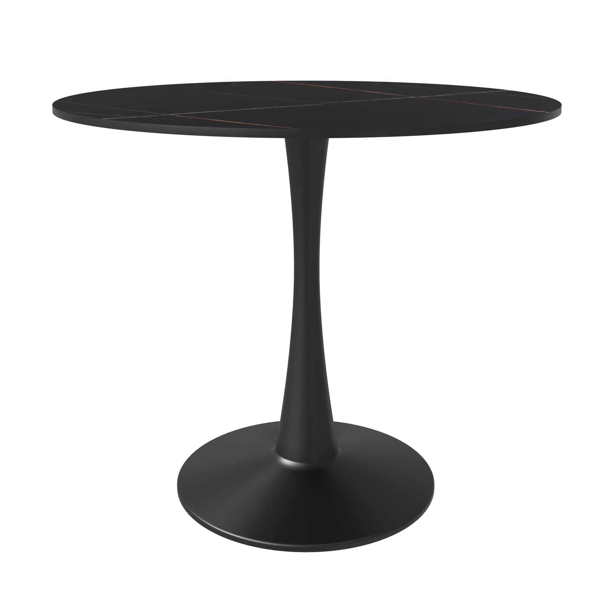 Bristol Round Dining Table with MDF/Sintered Stone/Glass Tabletop in Black Steel Base