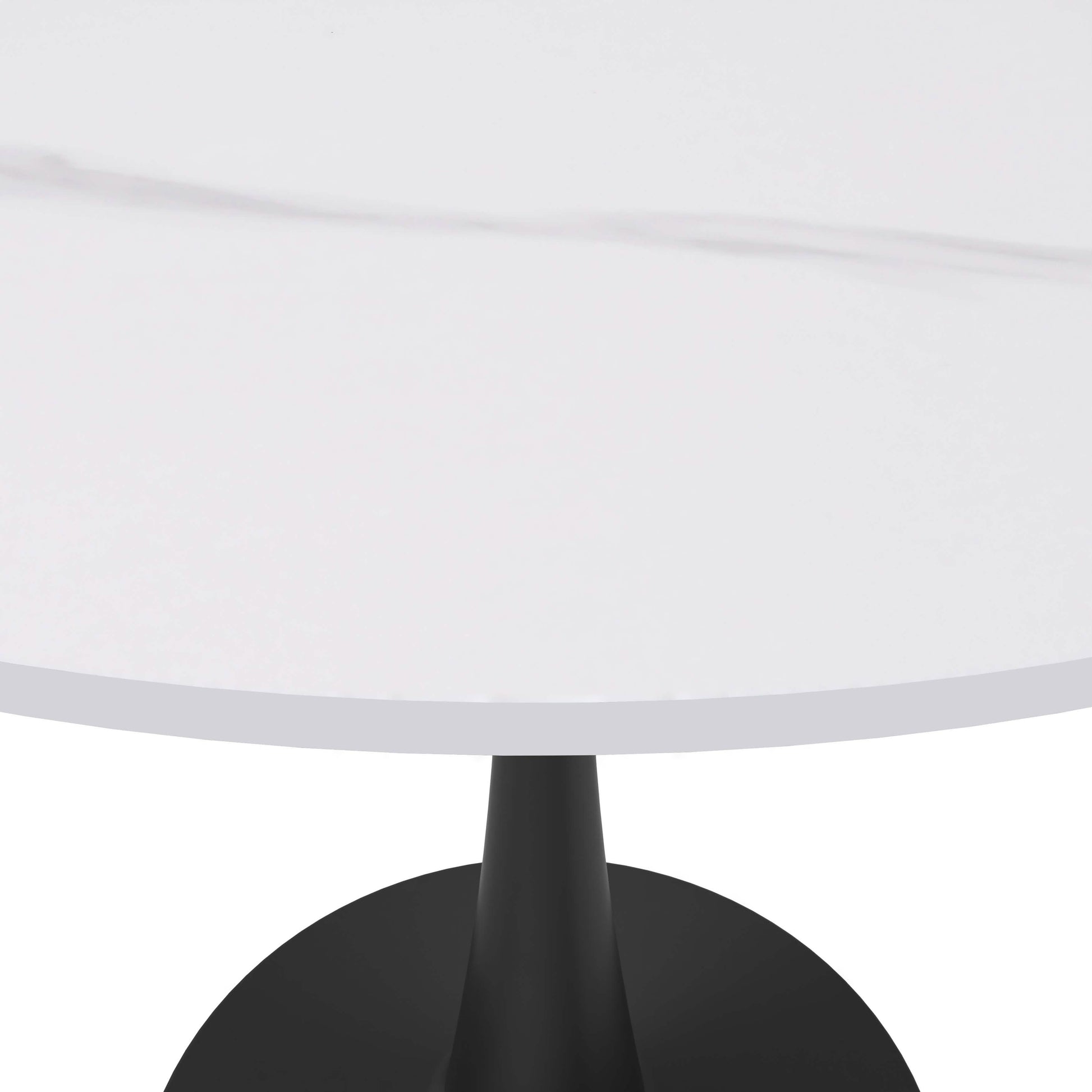 Bristol Round Dining Table with MDF/Sintered Stone/Glass Tabletop in Black Steel Base