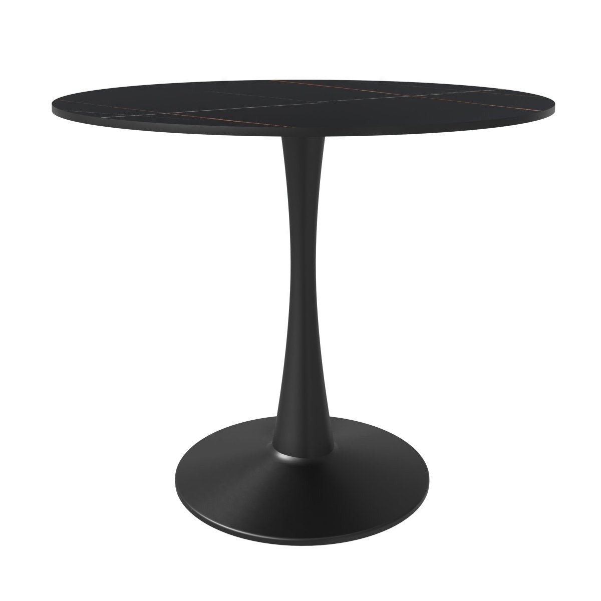 Bristol Round Dining Table with MDF/Sintered Stone/Glass Tabletop in Black Steel Base