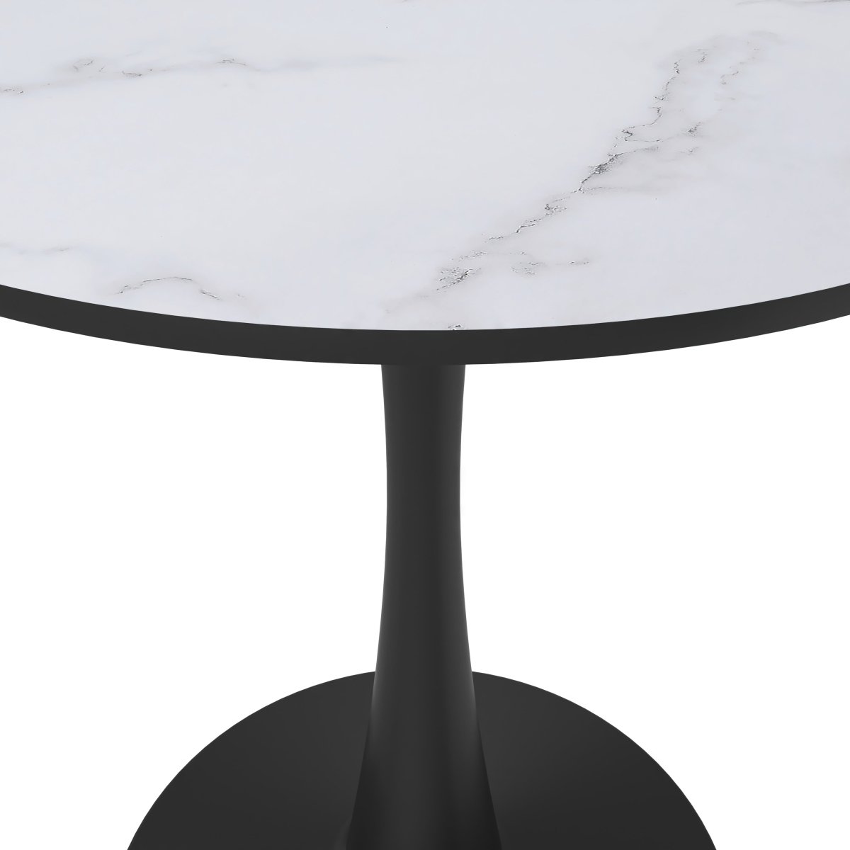 Bristol Round Dining Table with MDF/Sintered Stone/Glass Tabletop in Black Steel Base