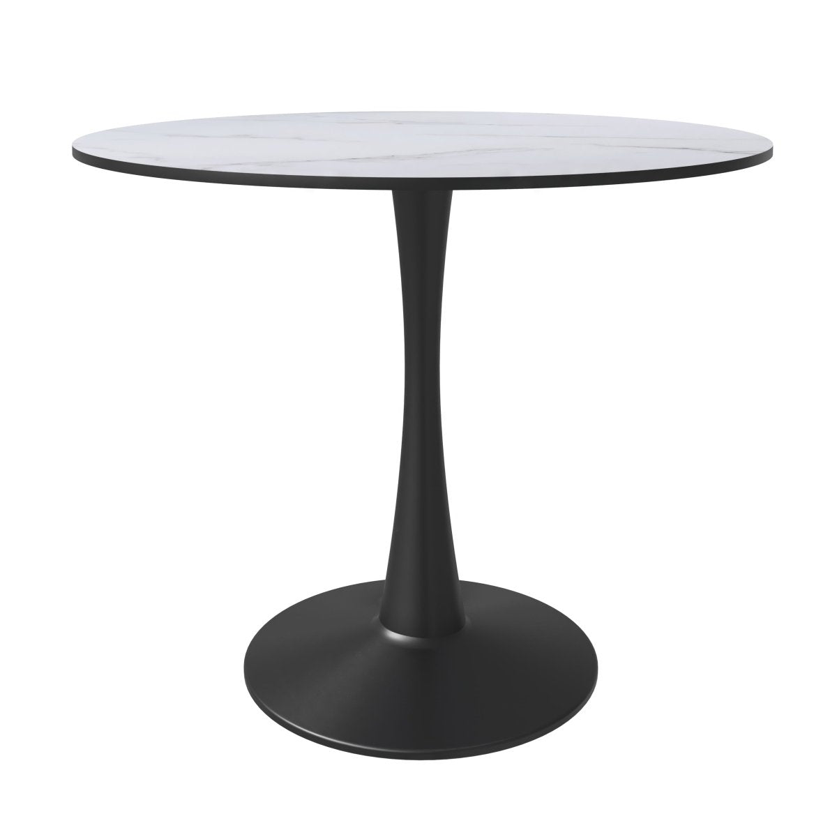 Bristol Round Dining Table with MDF/Sintered Stone/Glass Tabletop in Black Steel Base