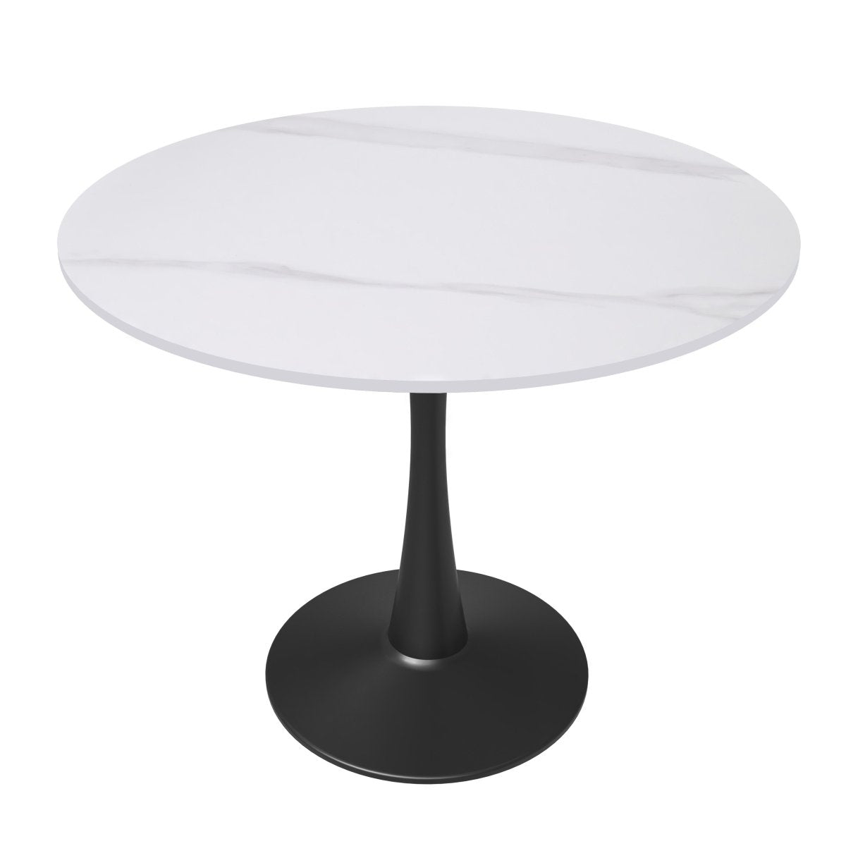 Bristol Round Dining Table with MDF/Sintered Stone/Glass Tabletop in Black Steel Base