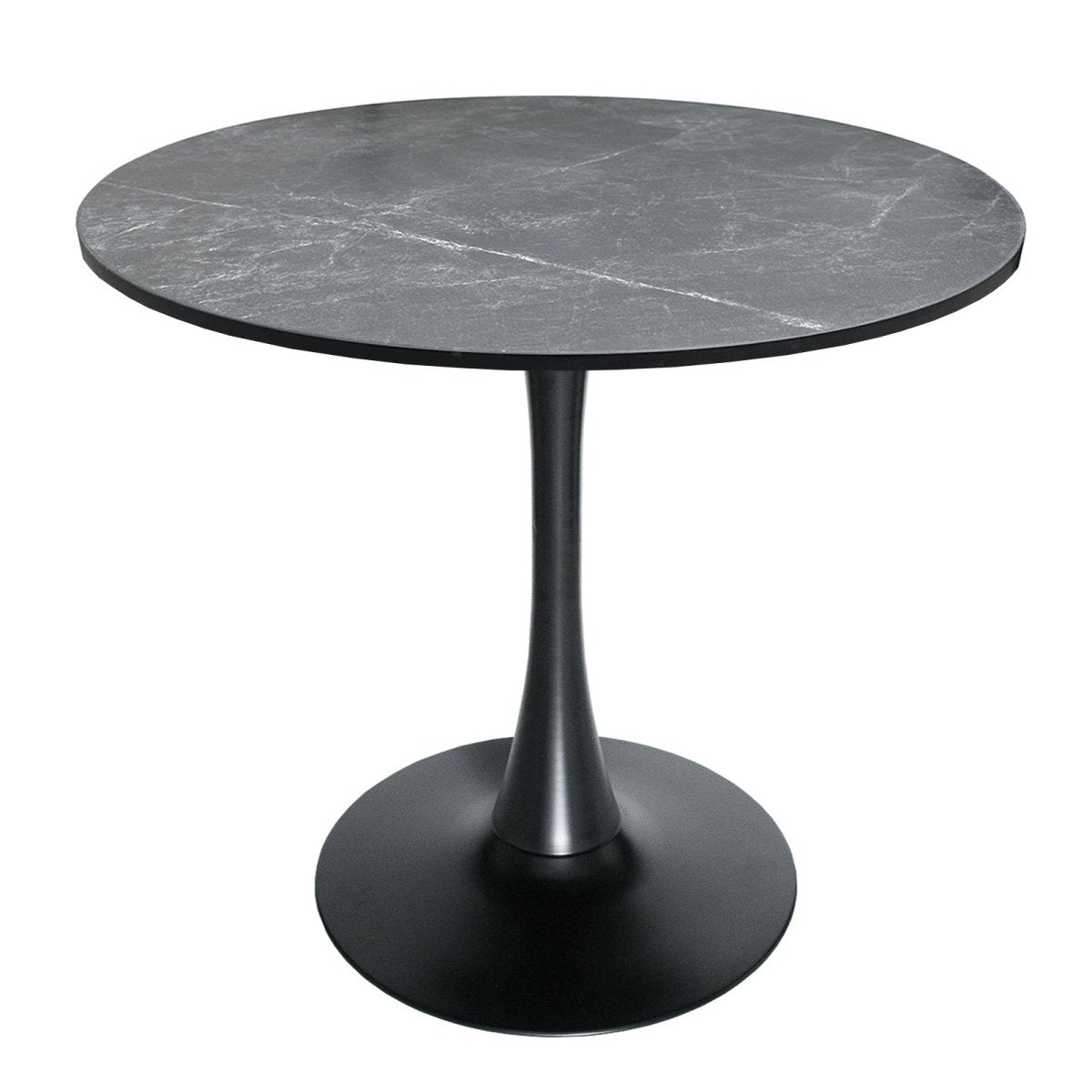 Bristol Round Dining Table with MDF/Sintered Stone/Glass Tabletop in Black Steel Base