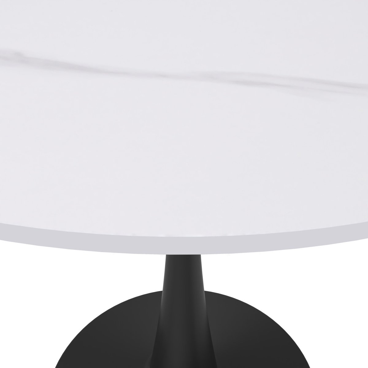 Bristol Round Dining Table with MDF/Sintered Stone/Glass Tabletop in Black Steel Base