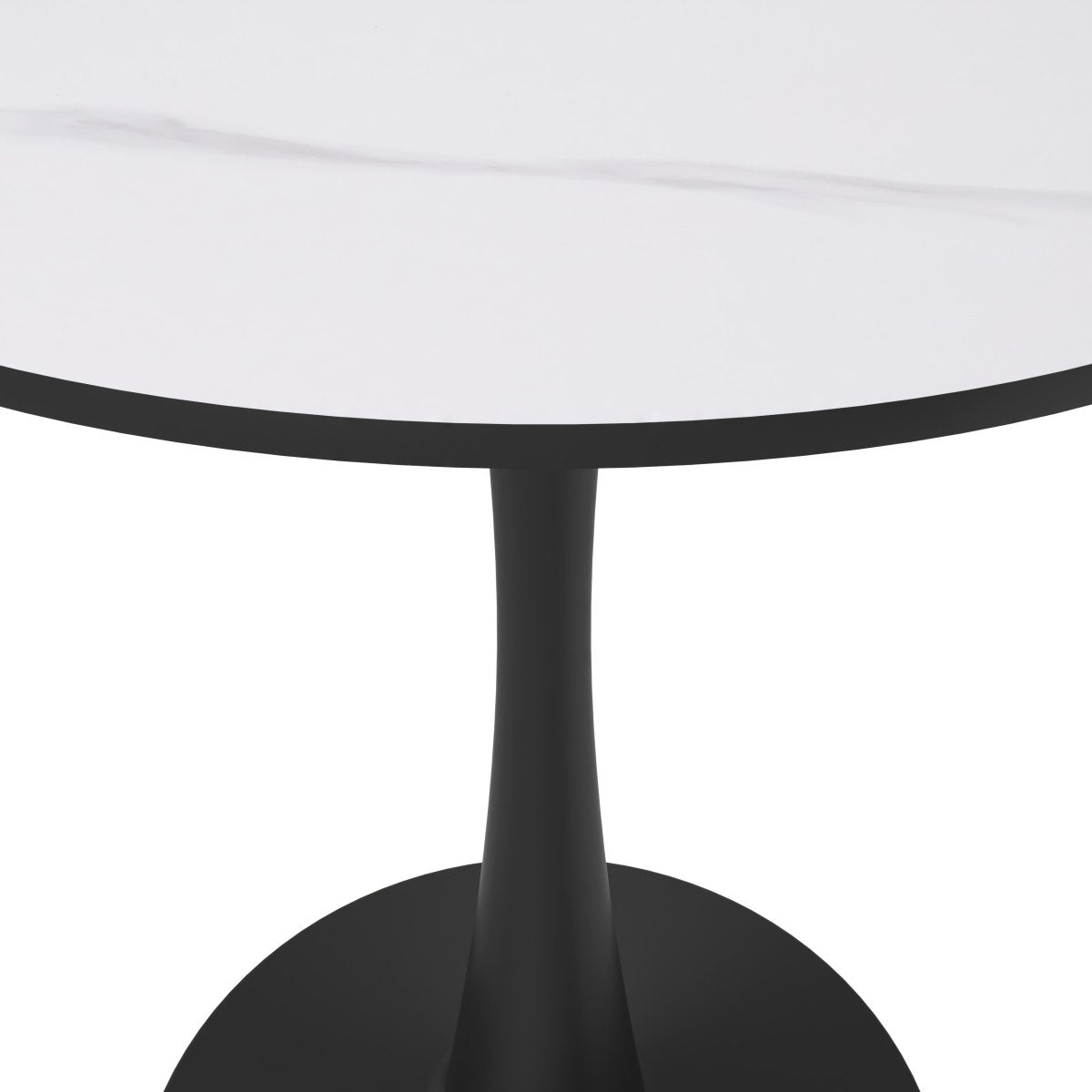Bristol Round Dining Table with MDF/Sintered Stone/Glass Tabletop in Black Steel Base